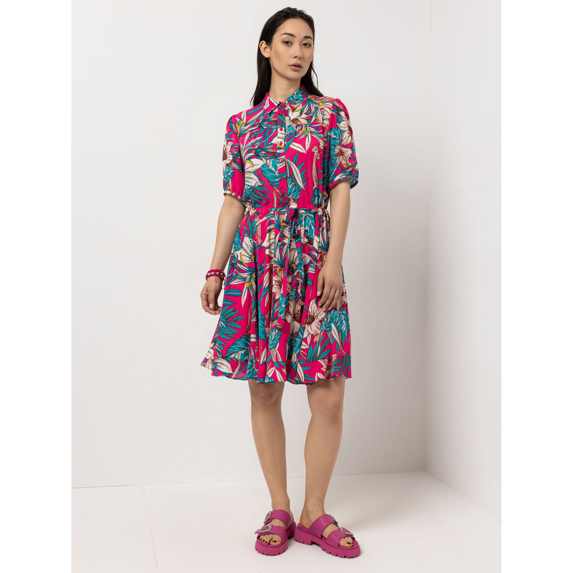 B-Ware STEFFEN SCHRAUT Kleid, langer Halbarm halbe Knopfleiste Volantsaum