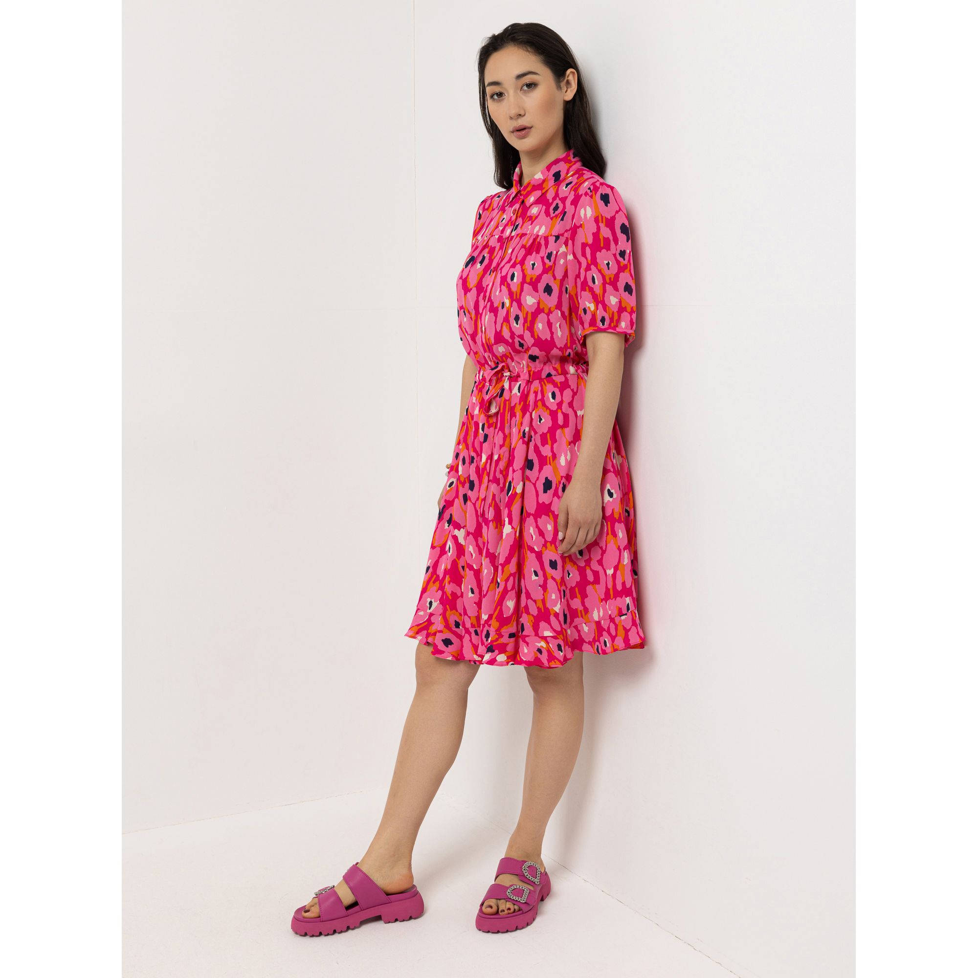 B-Ware STEFFEN SCHRAUT Kleid, langer Halbarm halbe Knopfleiste Volantsaum