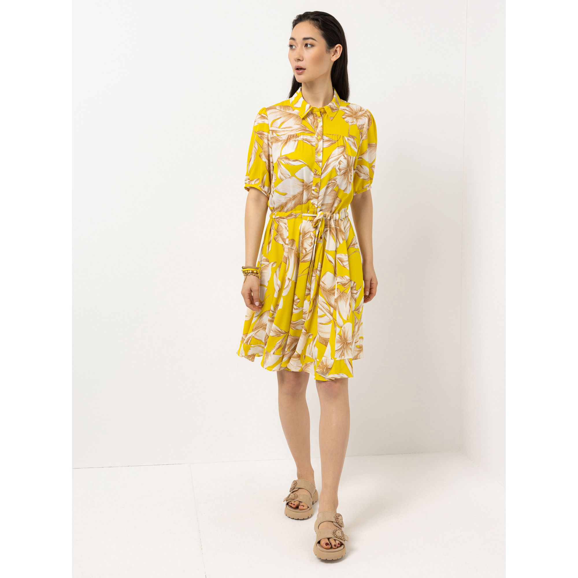 B-Ware STEFFEN SCHRAUT Kleid, langer Halbarm halbe Knopfleiste Volantsaum