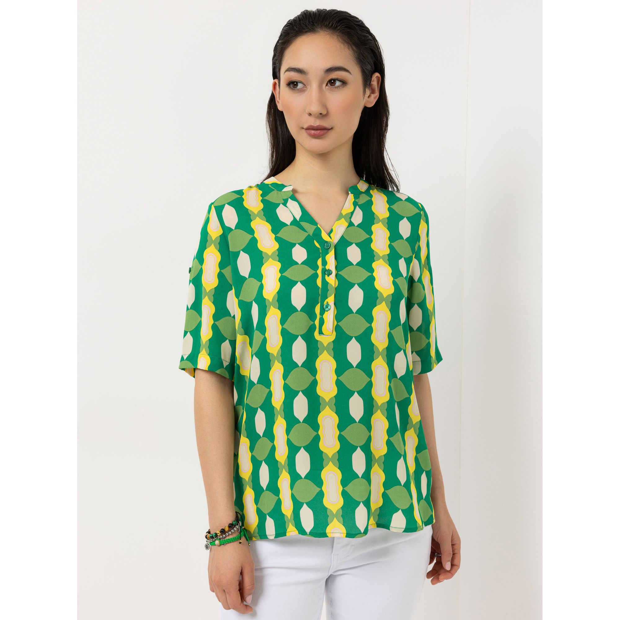 B-Ware STEFFEN SCHRAUT Bluse, 1/2-Arm halbe Knopfleiste Ärmel-Riegel