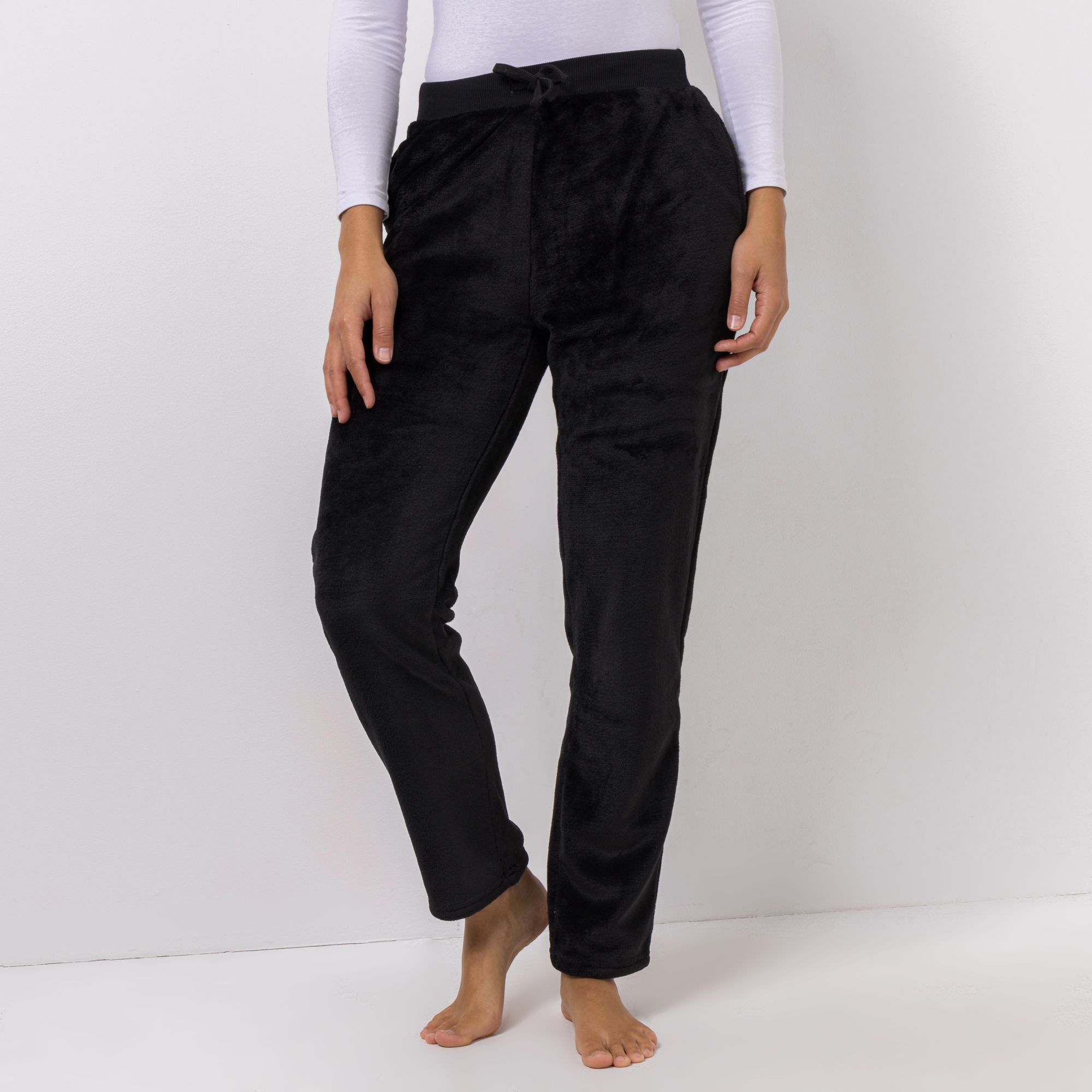 B-Ware MONT CHALET Damen-Hose uni Glitzerkordel Mikrofaser Chinchilla