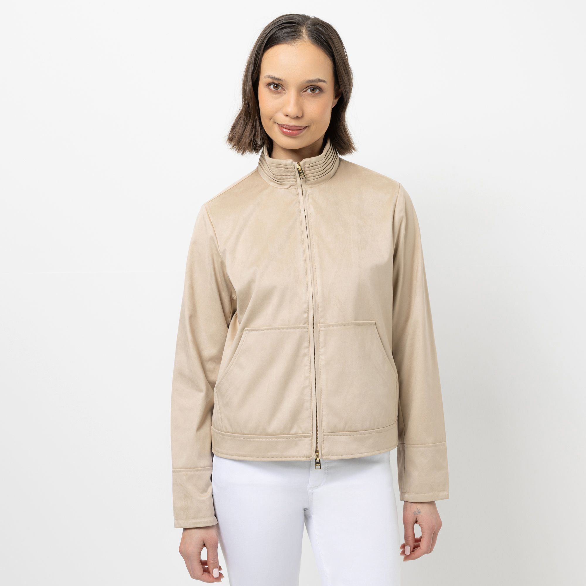 B-Ware STEFFEN SCHRAUT Jacke Velourslederoptik Kragen mit Zierfalten