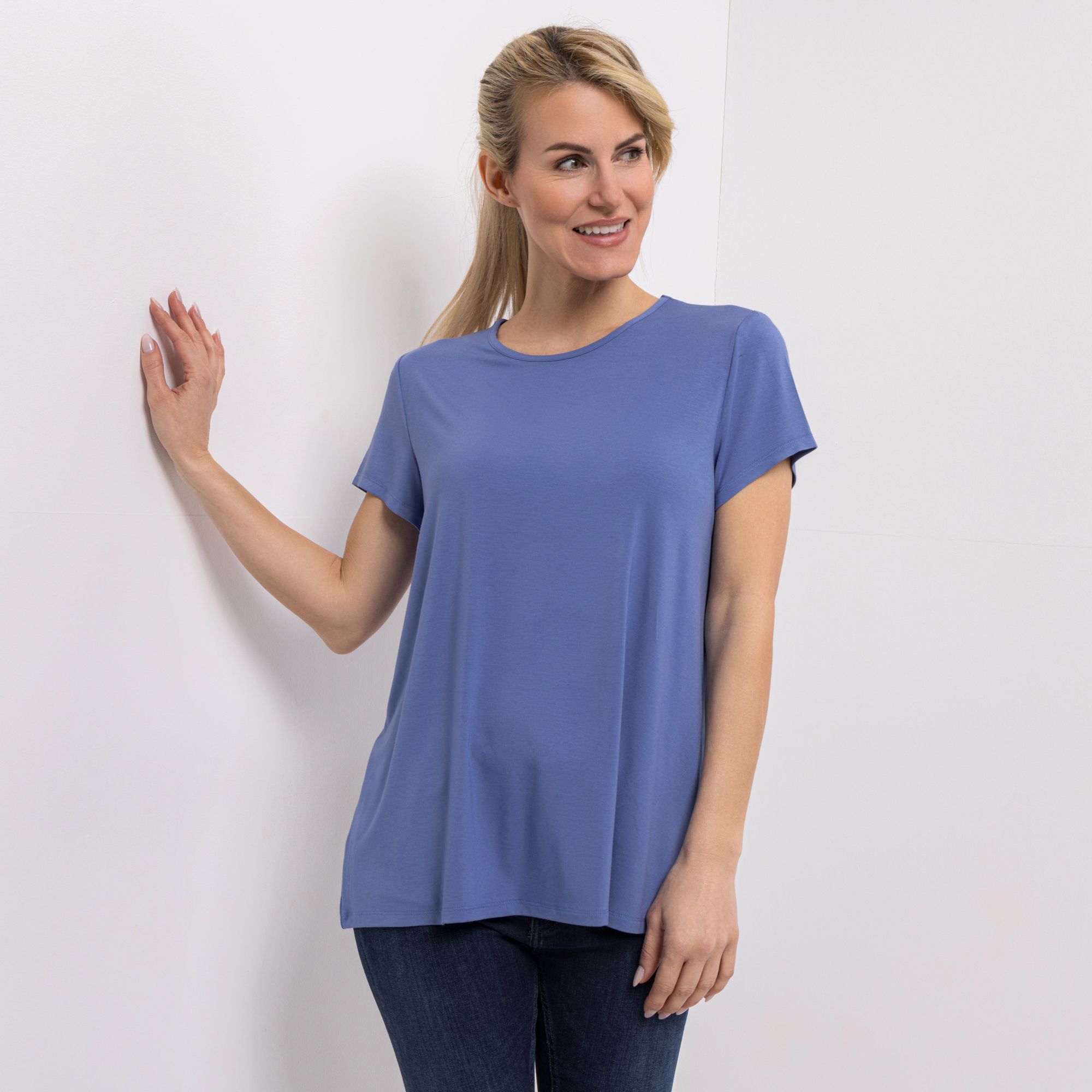 B-Ware KIM & CO. Shirt, 1/4-Arm Viskose-Jersey Rundhalsausschnitt
