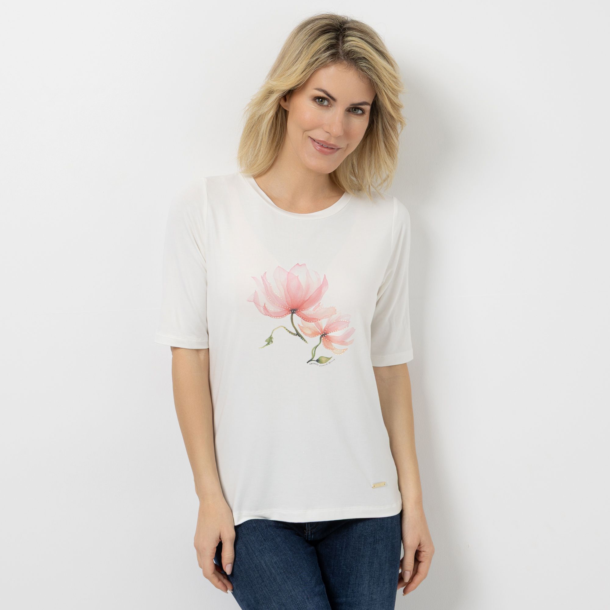 B-Ware AMINATI® Shirt, 1/2-Arm Rundhalsausschnitt platzierter Druck