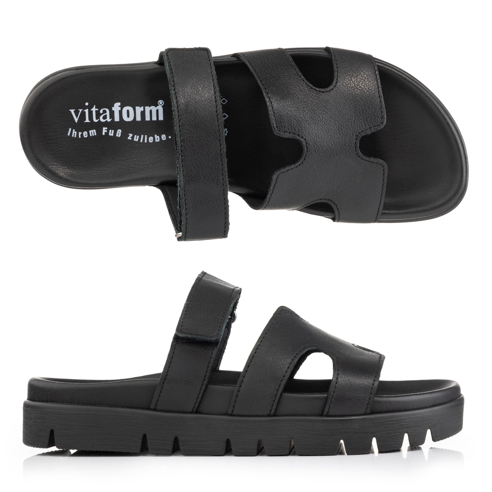 B-Ware VITAFORM Damen-Pantolette Nappaleder Klettriemen