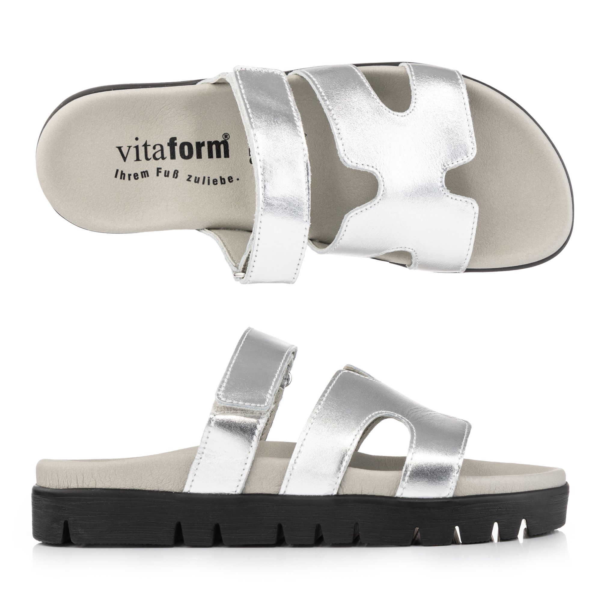 B-Ware VITAFORM Damen-Pantolette Nappaleder Klettriemen