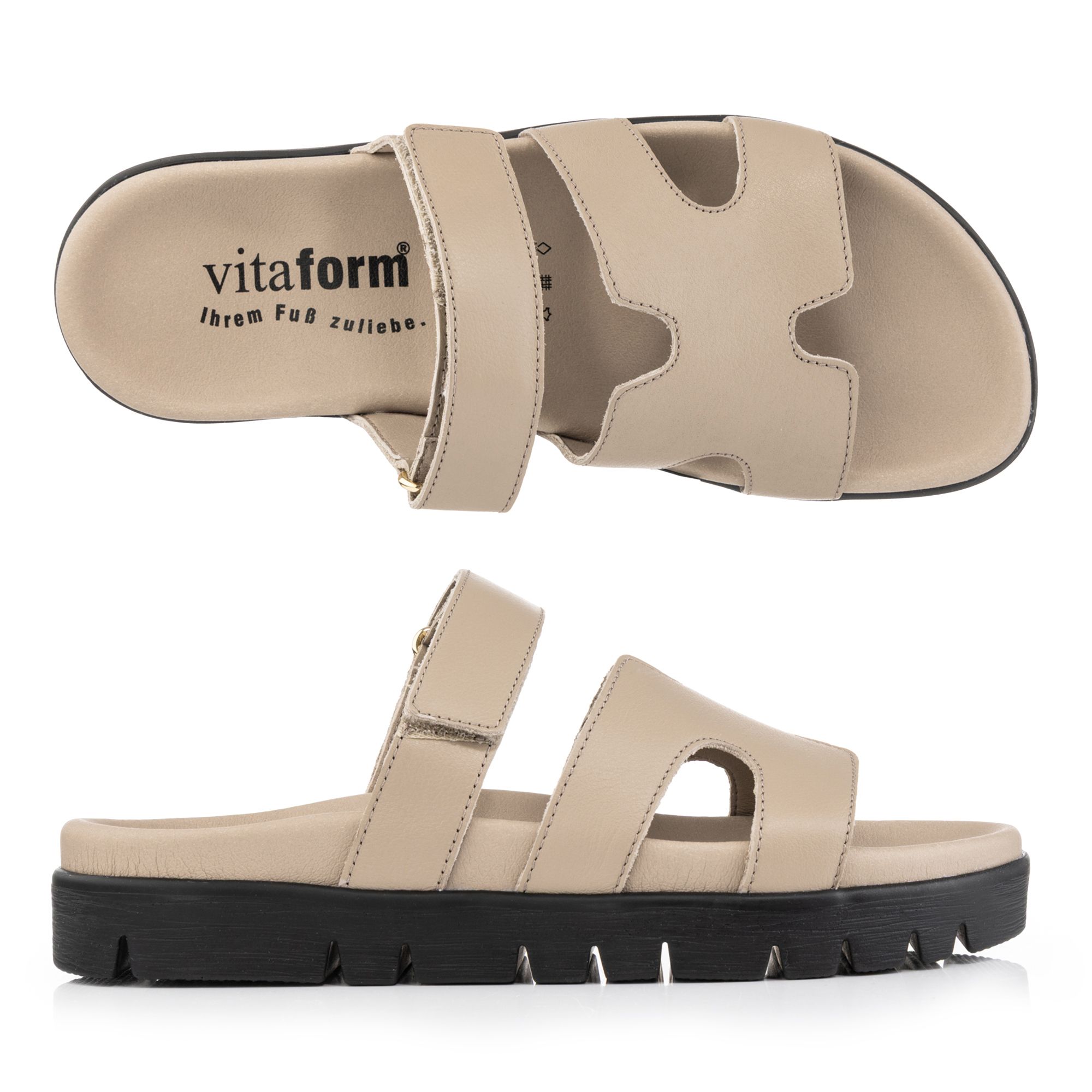 B-Ware VITAFORM Damen-Pantolette Nappaleder Klettriemen