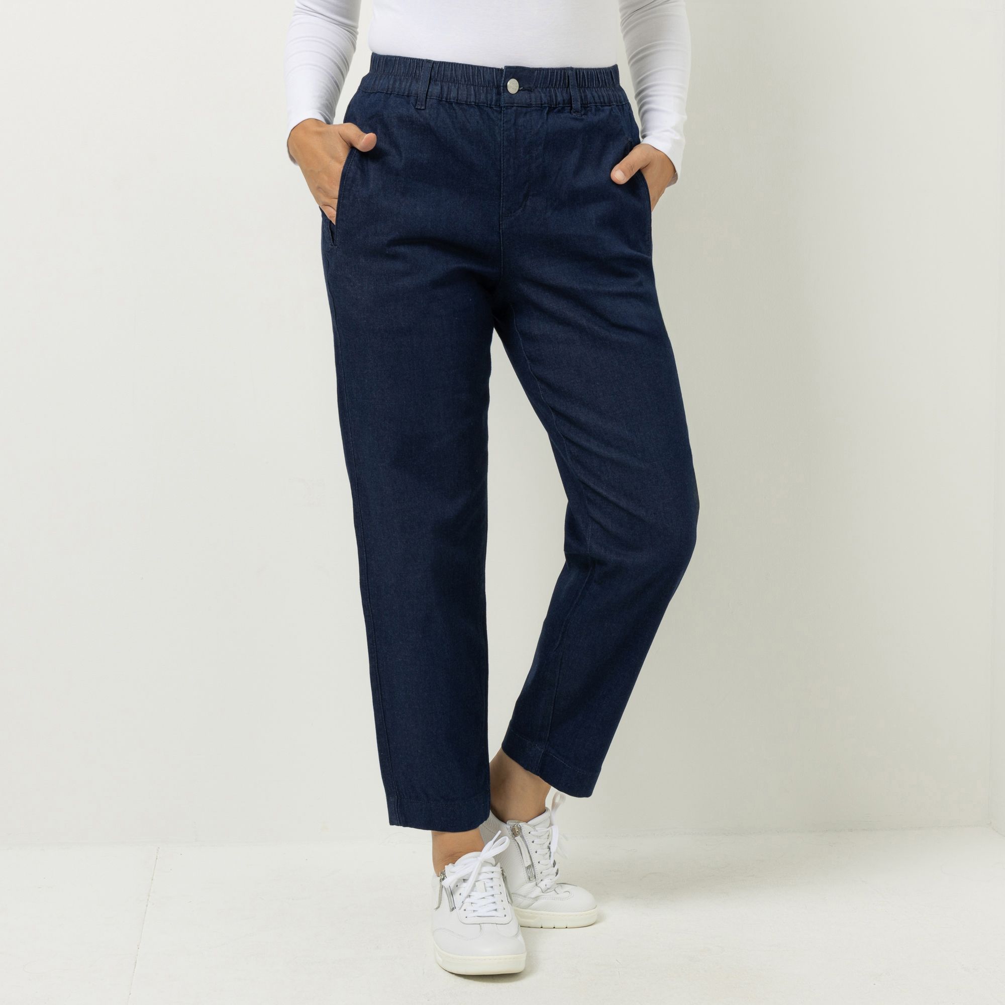 B-Ware DENIM & CO. Jeans, knöchellang Rundumdehnbund mit Verschluss