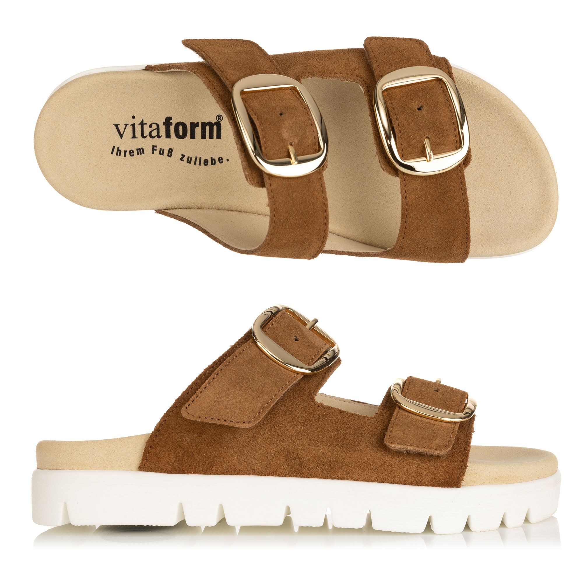 B-Ware VITAFORM Damen-Pantolette Veloursleder große Schnalle