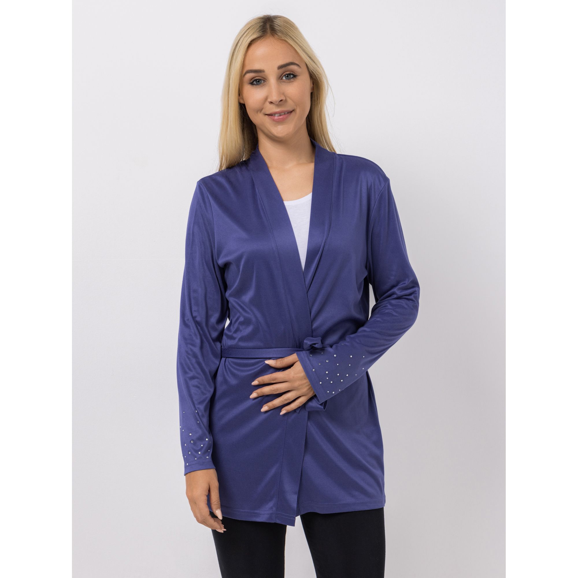 B-Ware JERYMOOD HOMEWEAR Cardigan, 1/1-Arm Mikrofaser mit Gürtel