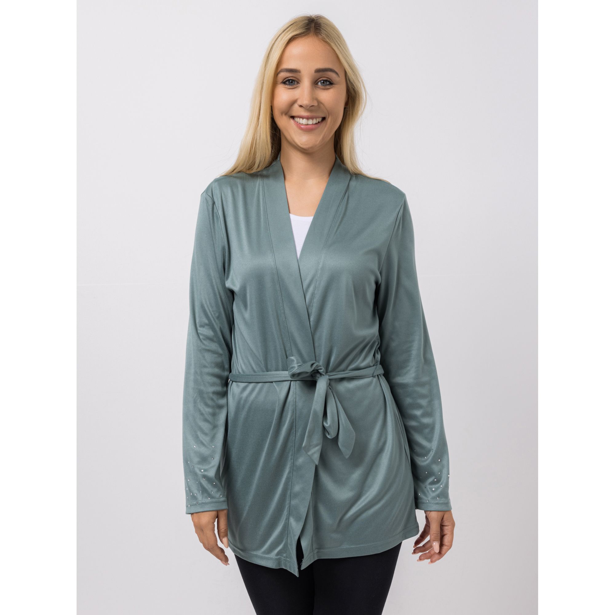 B-Ware JERYMOOD HOMEWEAR Cardigan, 1/1-Arm Mikrofaser mit Gürtel