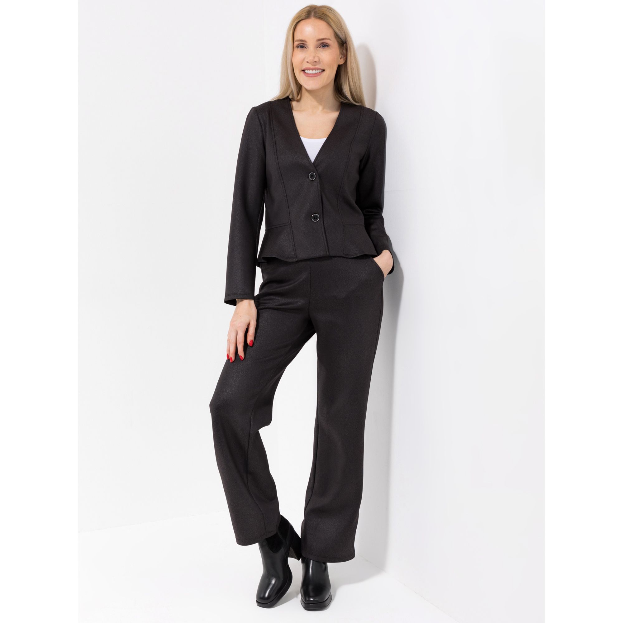 B-Ware KIM & CO. Jacke, Blazer-Form Scuba Leder Optik 2-Knopf-Verschluss