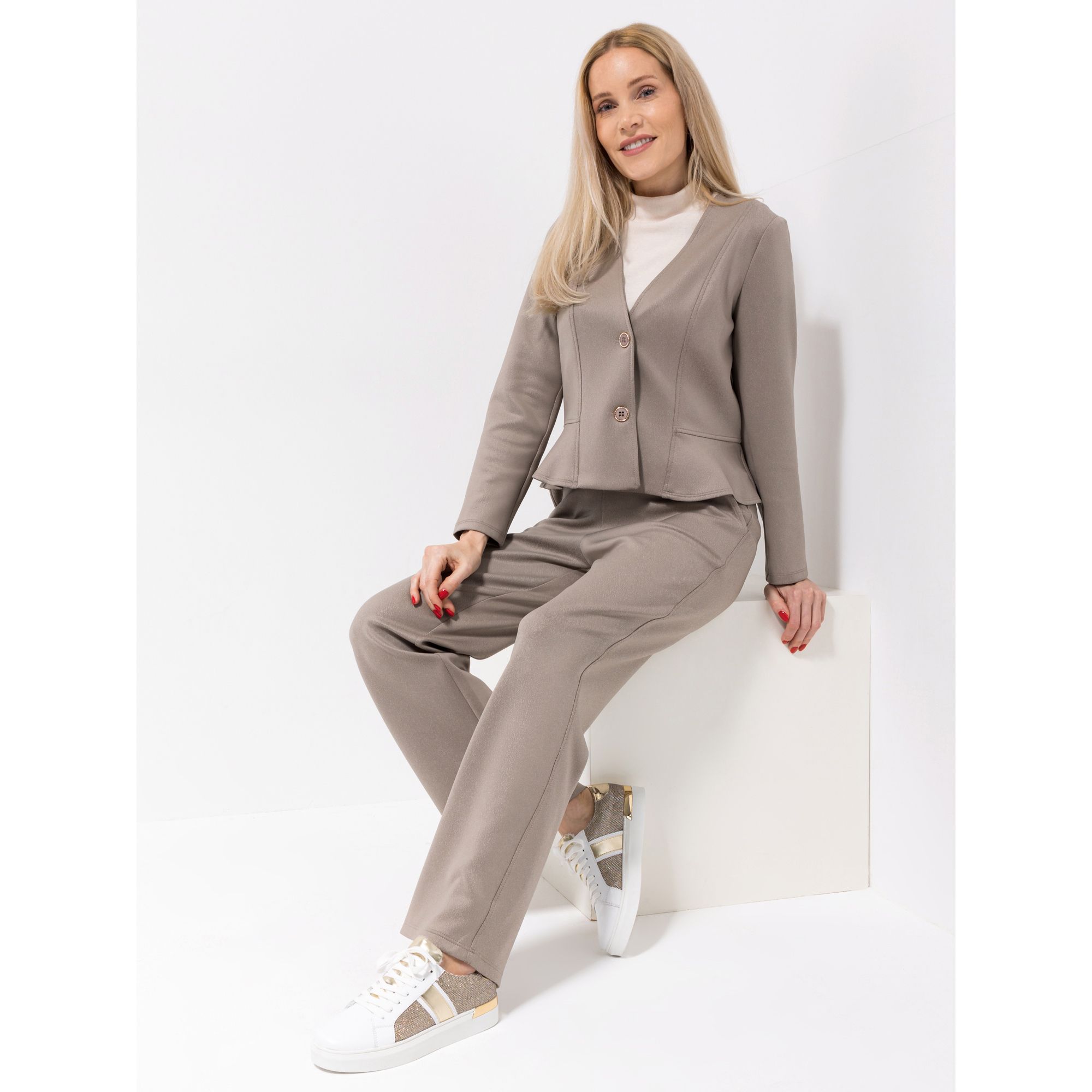 B-Ware KIM & CO. Jacke, Blazer-Form Scuba Leder Optik 2-Knopf-Verschluss