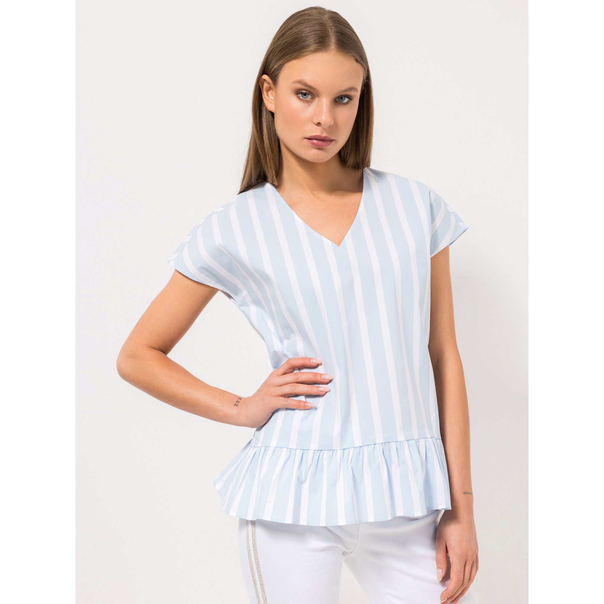 B-Ware STEFFEN SCHRAUT Bluse, 1/2-Arm V-Ausschnitt Volantabschluss