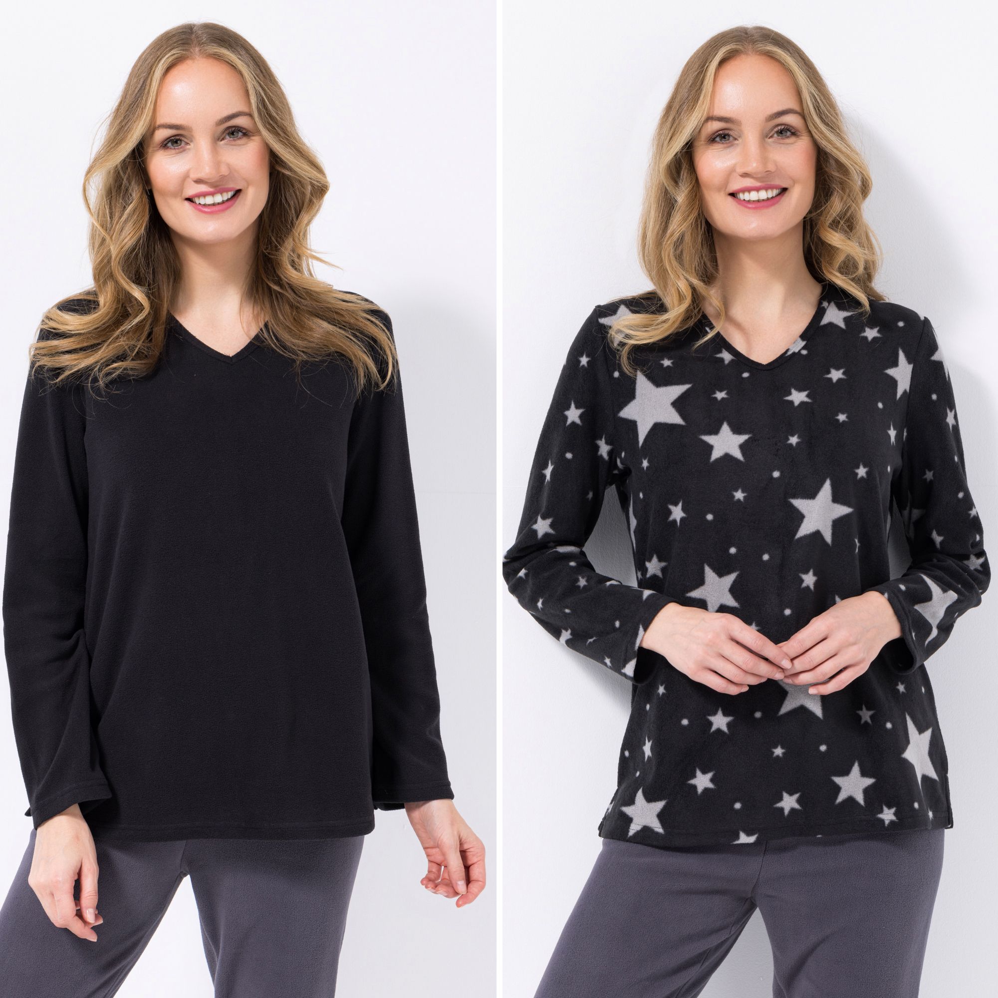 B-Ware POLARSTERN HOMEWEAR 2 Shirts, 1/1-Arm Mikrofaser Fleece 1x uni, 1x bedruckt