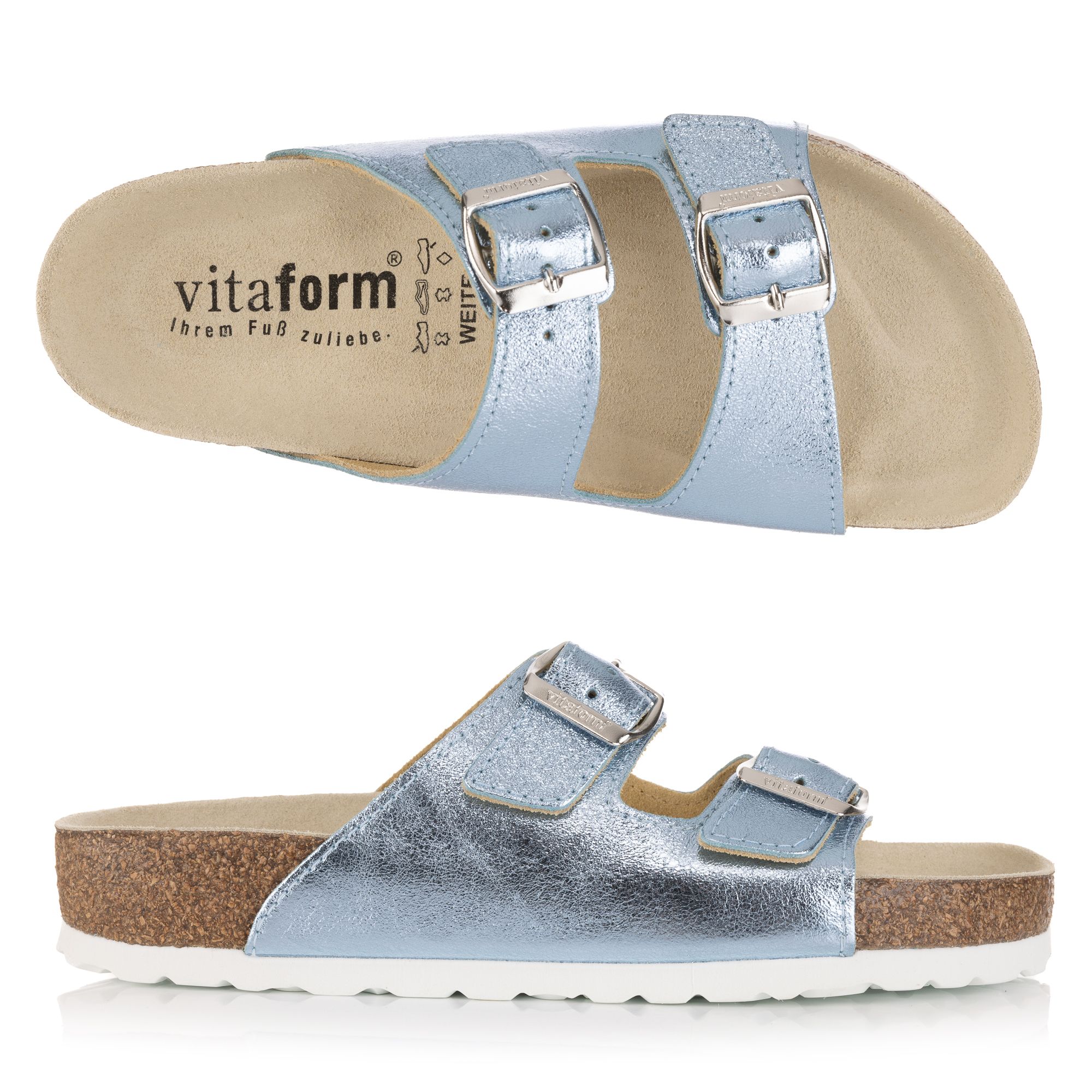 B-Ware VITAFORM Damen- Pantolette Nappa metallic 2 Schnaller