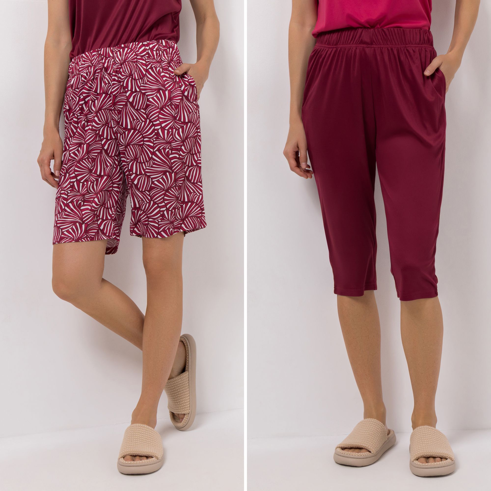 B-Ware JERYMOOD HOMEWEAR 2 Hosen Capri und Bermuda Mikrofaser-Jersey