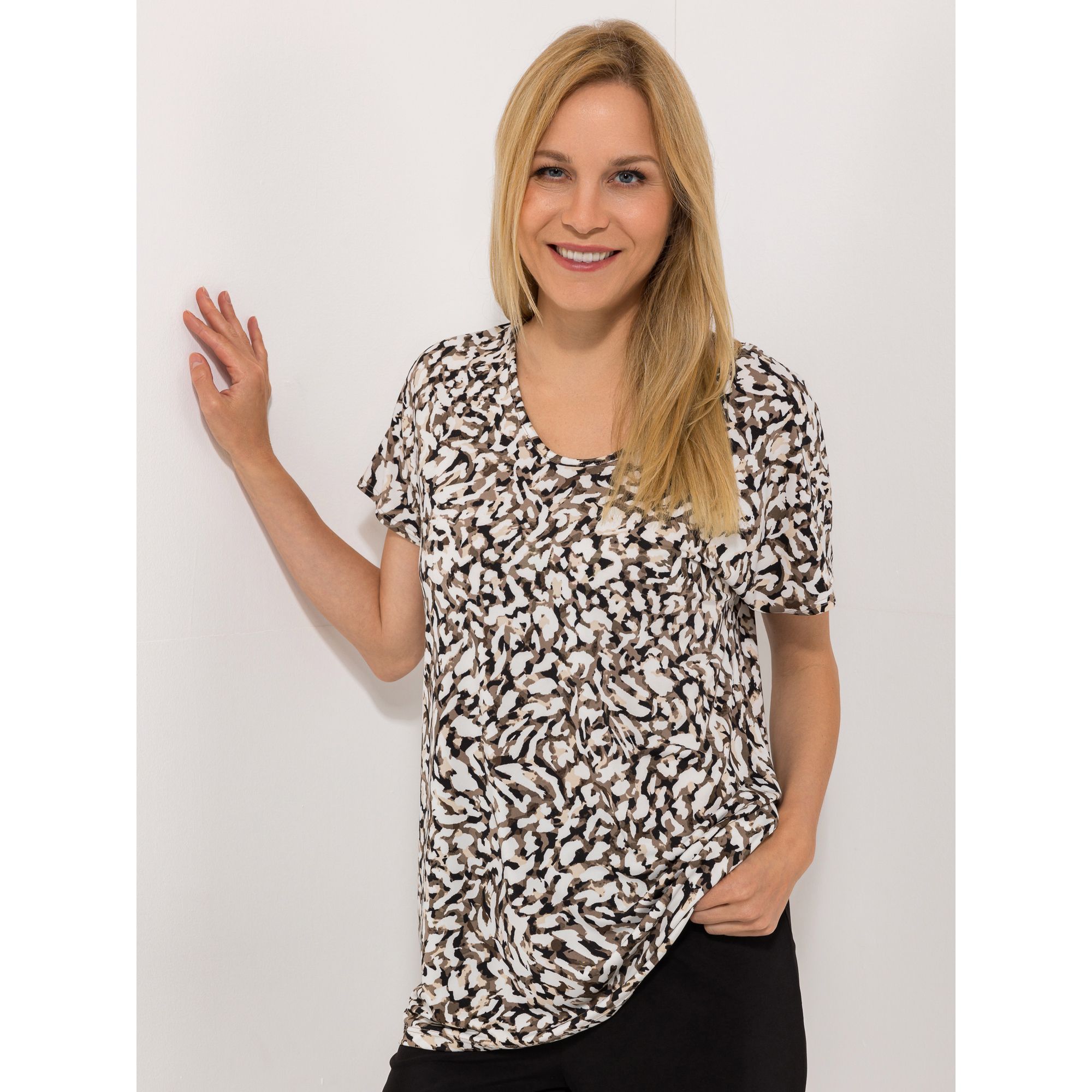 B-Ware KIM & CO. Long-Shirt, 1/2-Arm Brazil Knit Jersey V-Ausschnitt