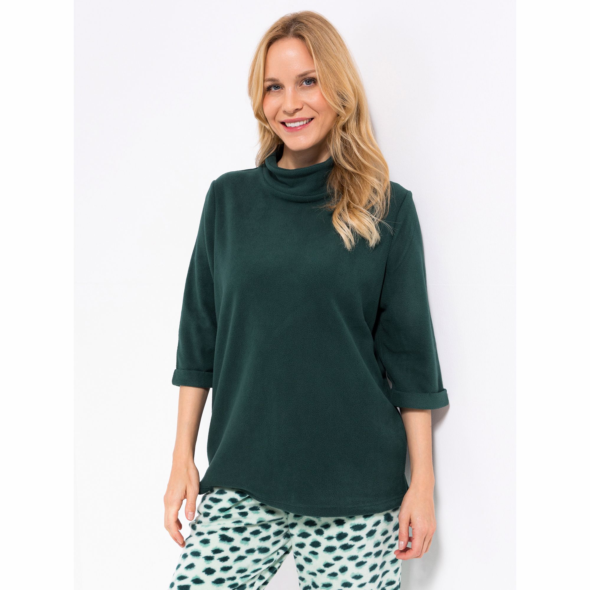 B-Ware POLARSTERN HOMEWEAR Shirt, 3/4-Arm Mikrofaser Fleece Stehkragen