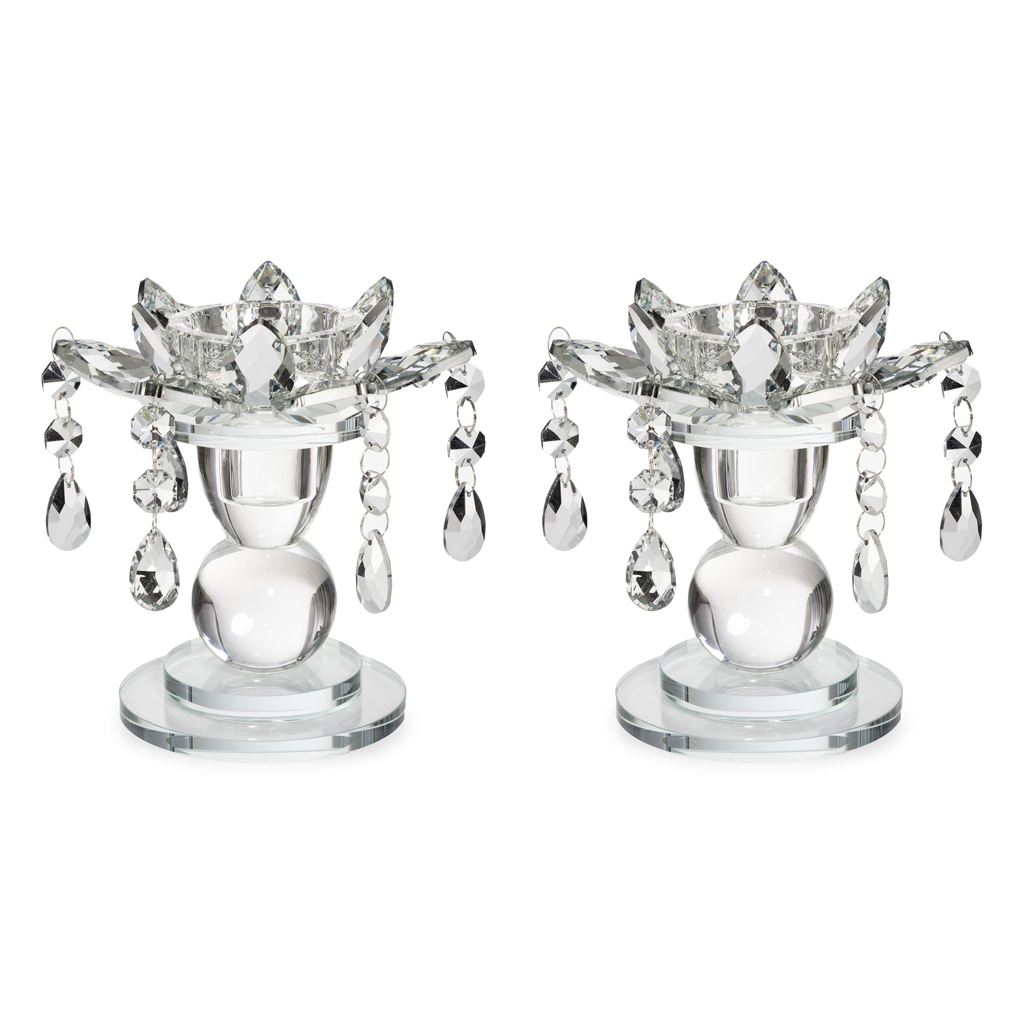 B-Ware ELAMBIA 2 Kerzenhalter Kristallglas-Optik Ø 14,8cm, Höhe 14,5cm