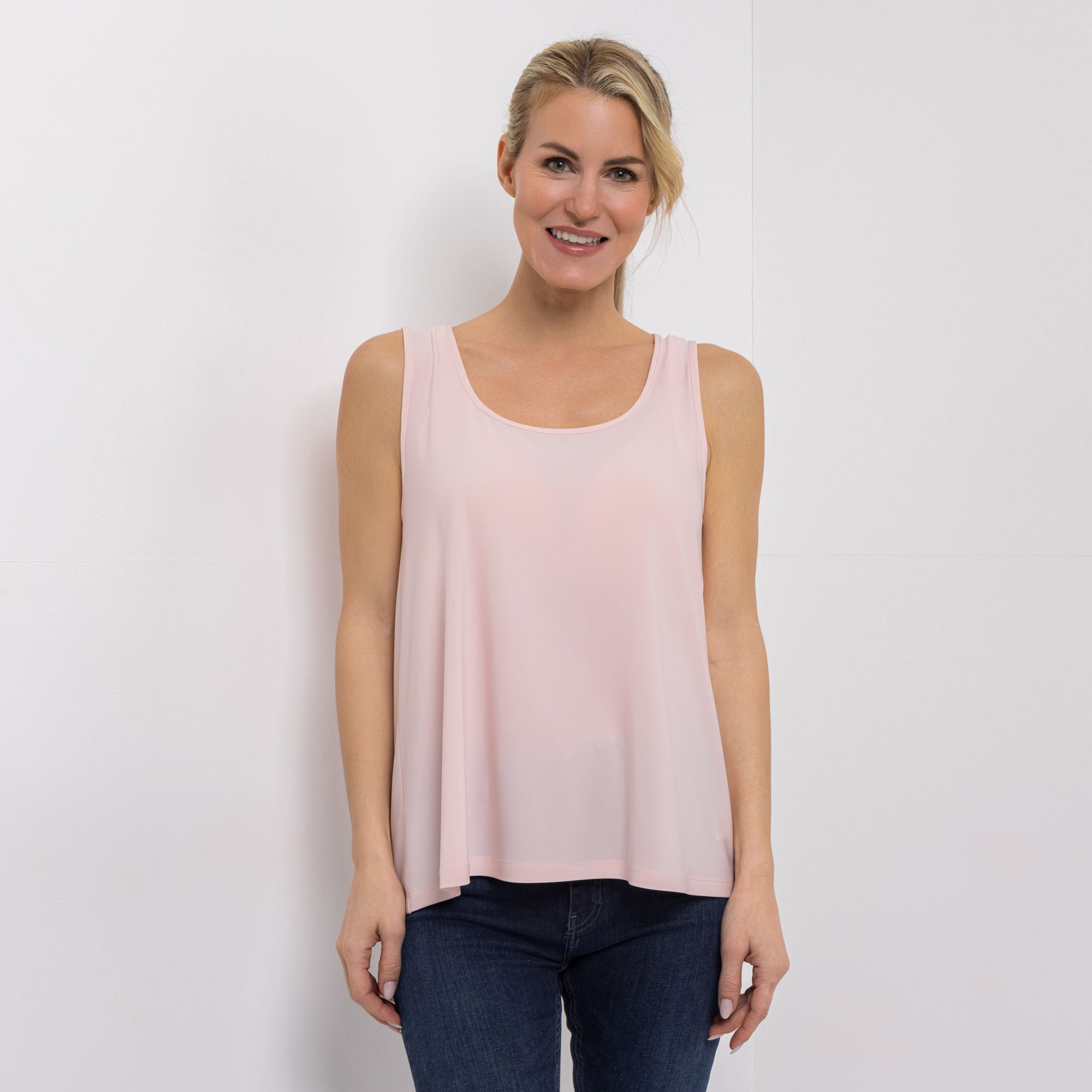 B-Ware KIM & CO. Wende-Top Brazil Knit Jersey ausgestellter Saum