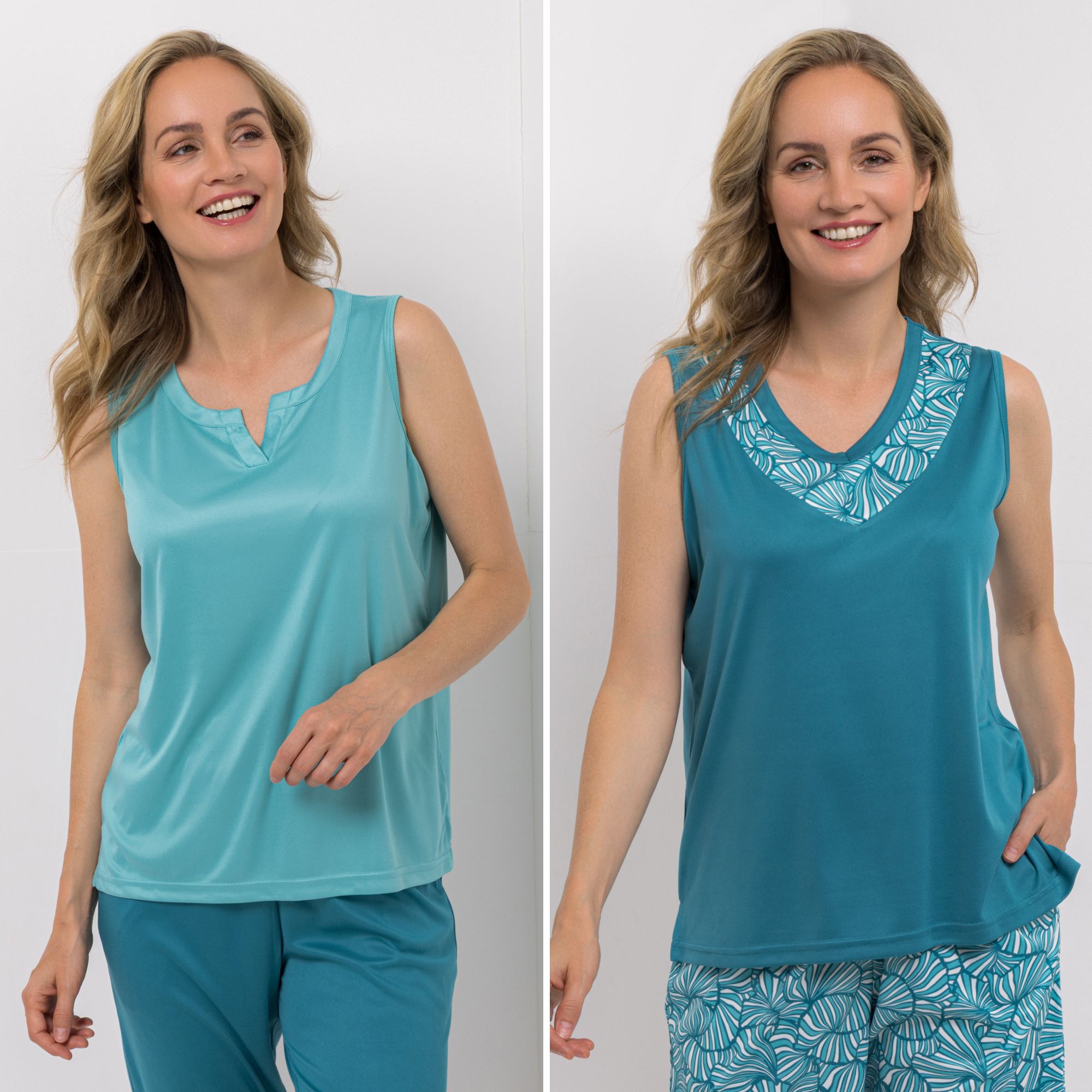 B-Ware JERYMOOD HOMEWEAR 2 Tops Mikrofaser Seitenschlitze
