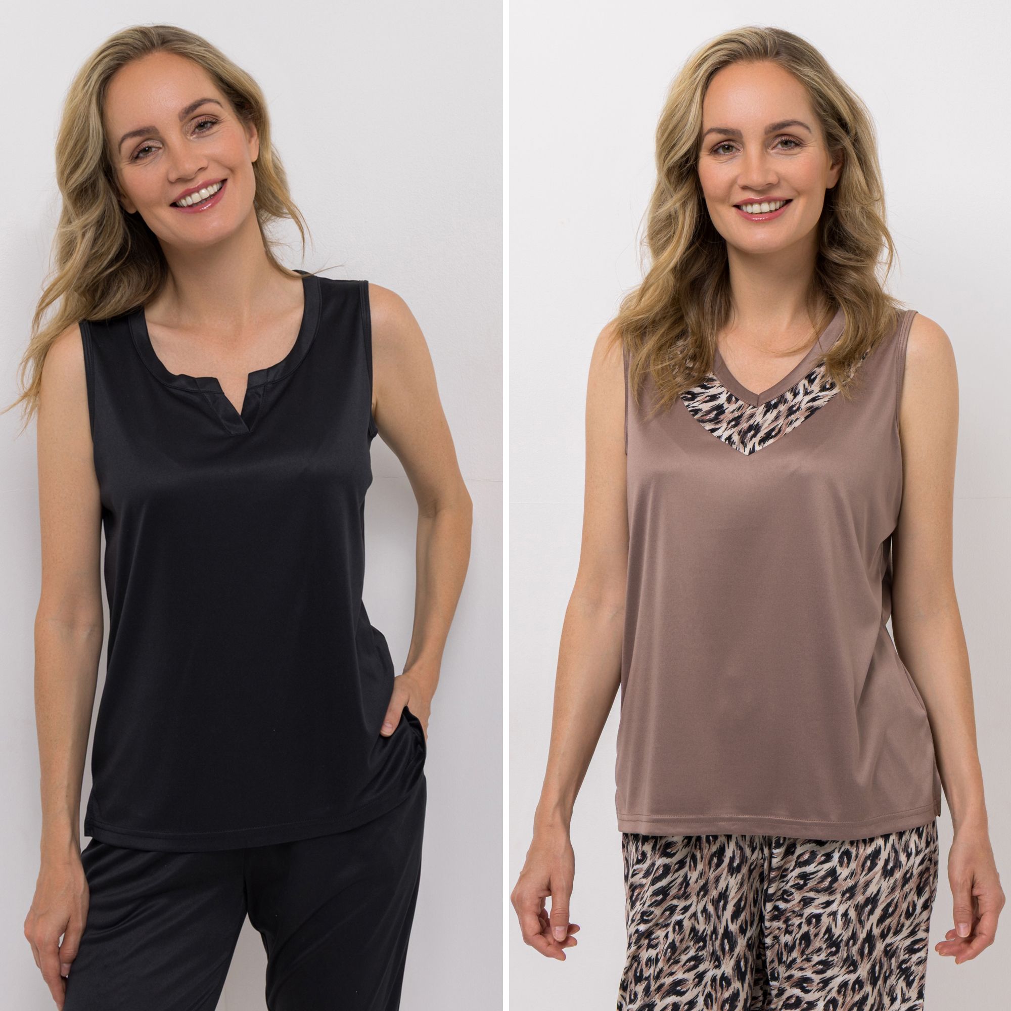 B-Ware JERYMOOD HOMEWEAR 2 Tops Mikrofaser Seitenschlitze