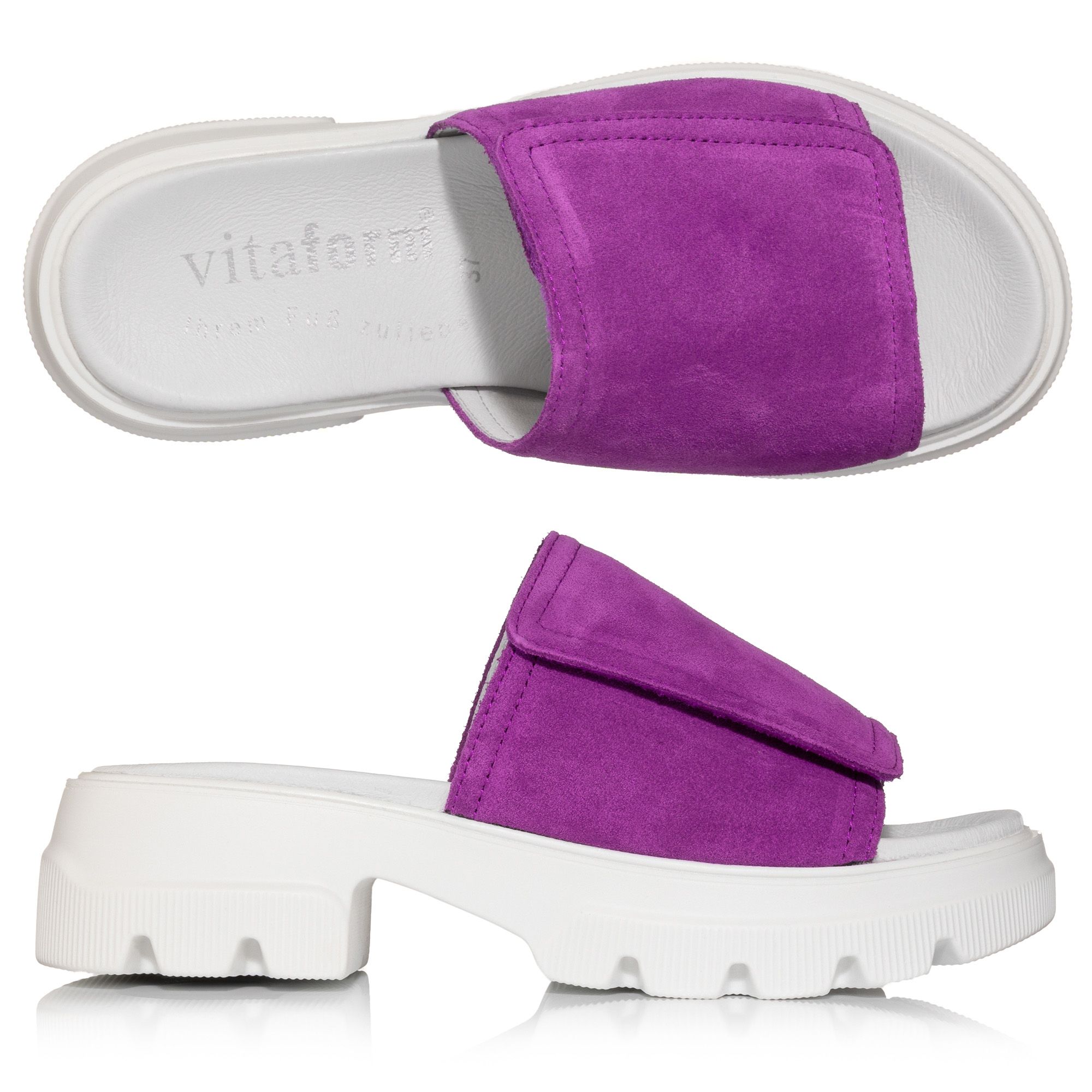 B-Ware VITAFORM Damen-Pantolette Veloursleder Shock Absorber