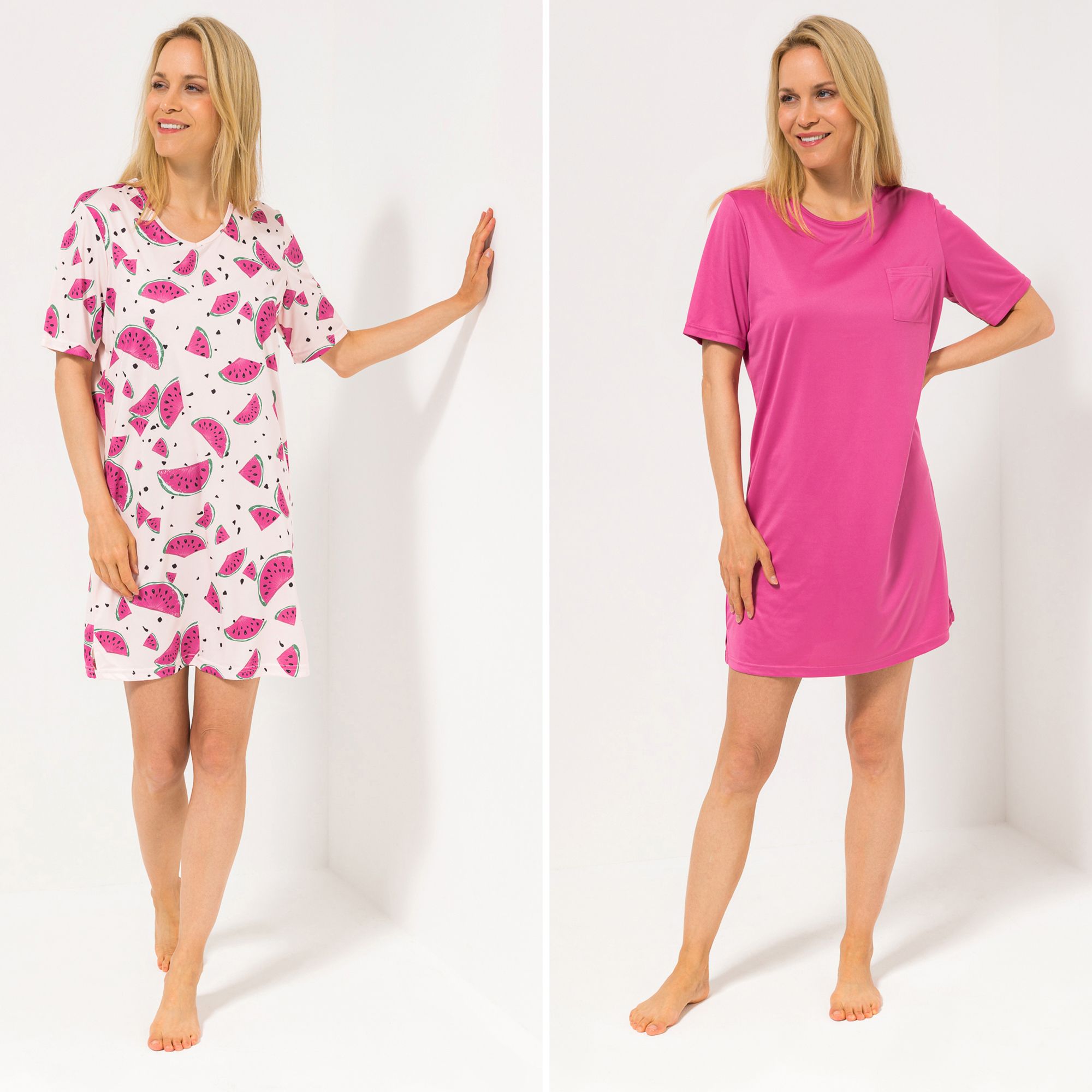 B-Ware LITTLE ROSE 2 Bigshirts 1/2-Arm Mikrofaser - QVC.de