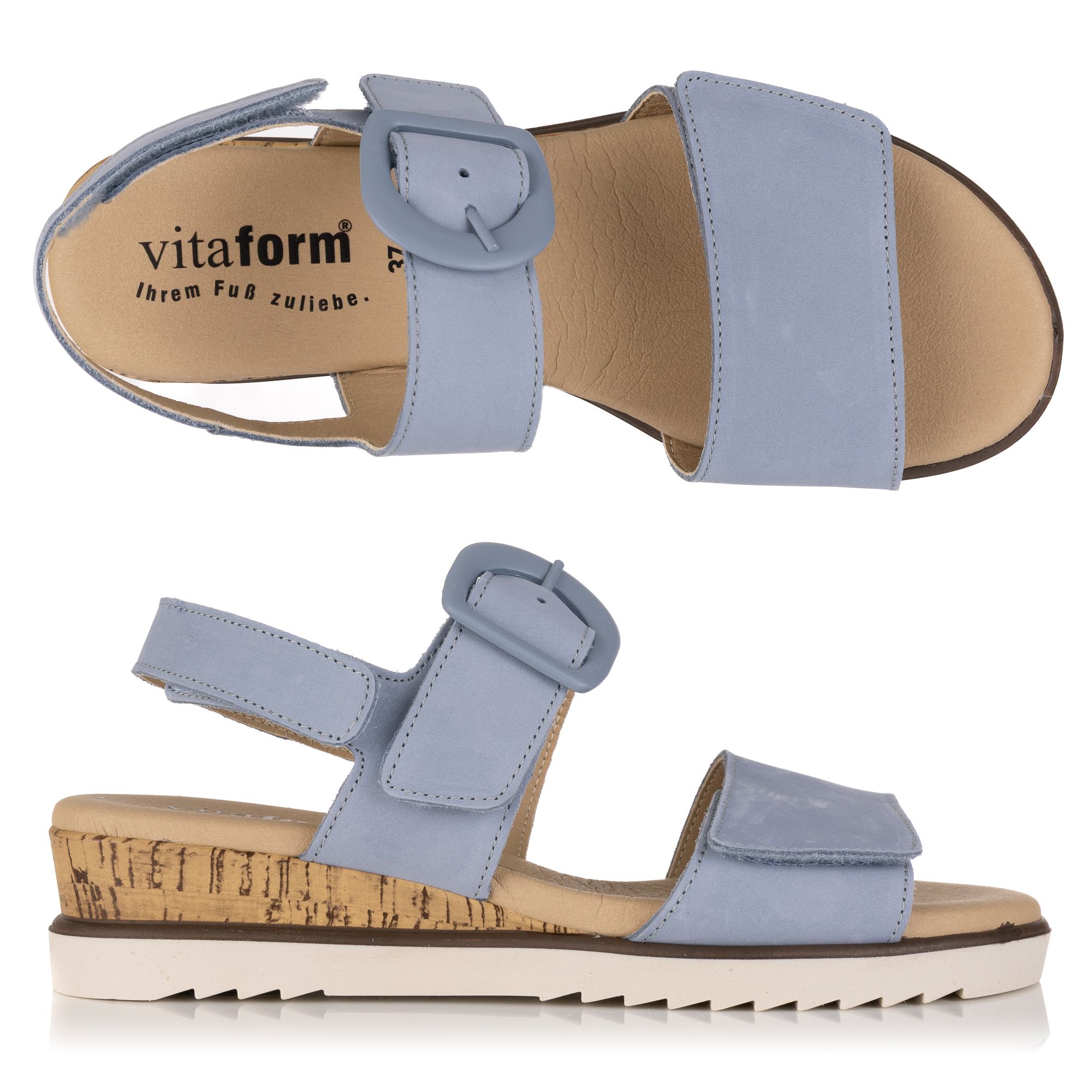 B-Ware VITAFORM Damen-Sandalette Softnubuk Klettverschlüsse