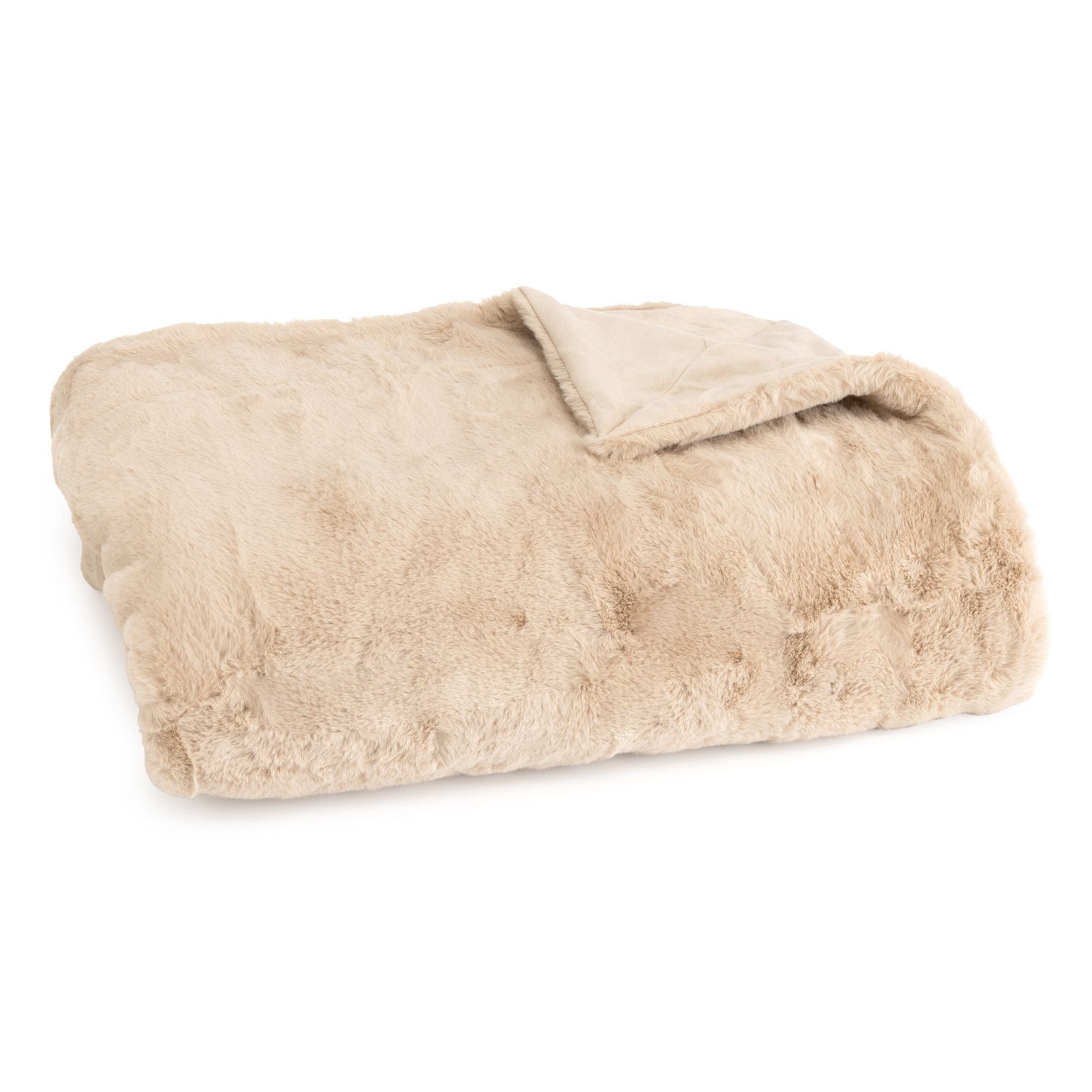 B-Ware MONT CHALET Plaid uni Lammfellimitat Mikrofaser-Rückseite