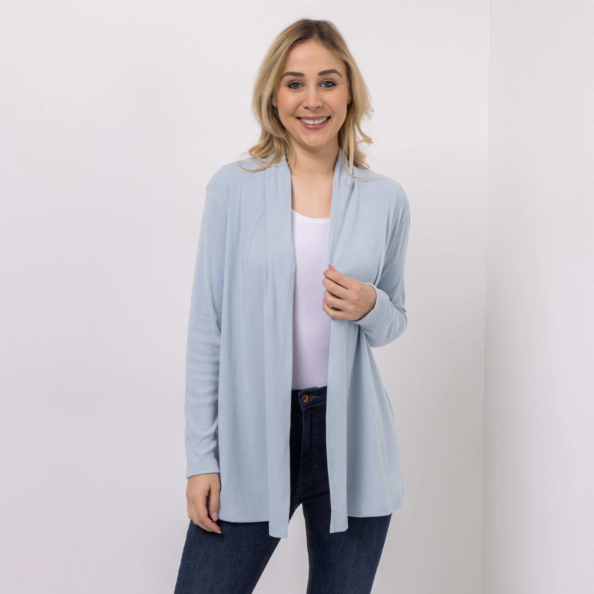 B-Ware KIM & CO. Cardigan, Langarm Jersey, gerippt offene Front