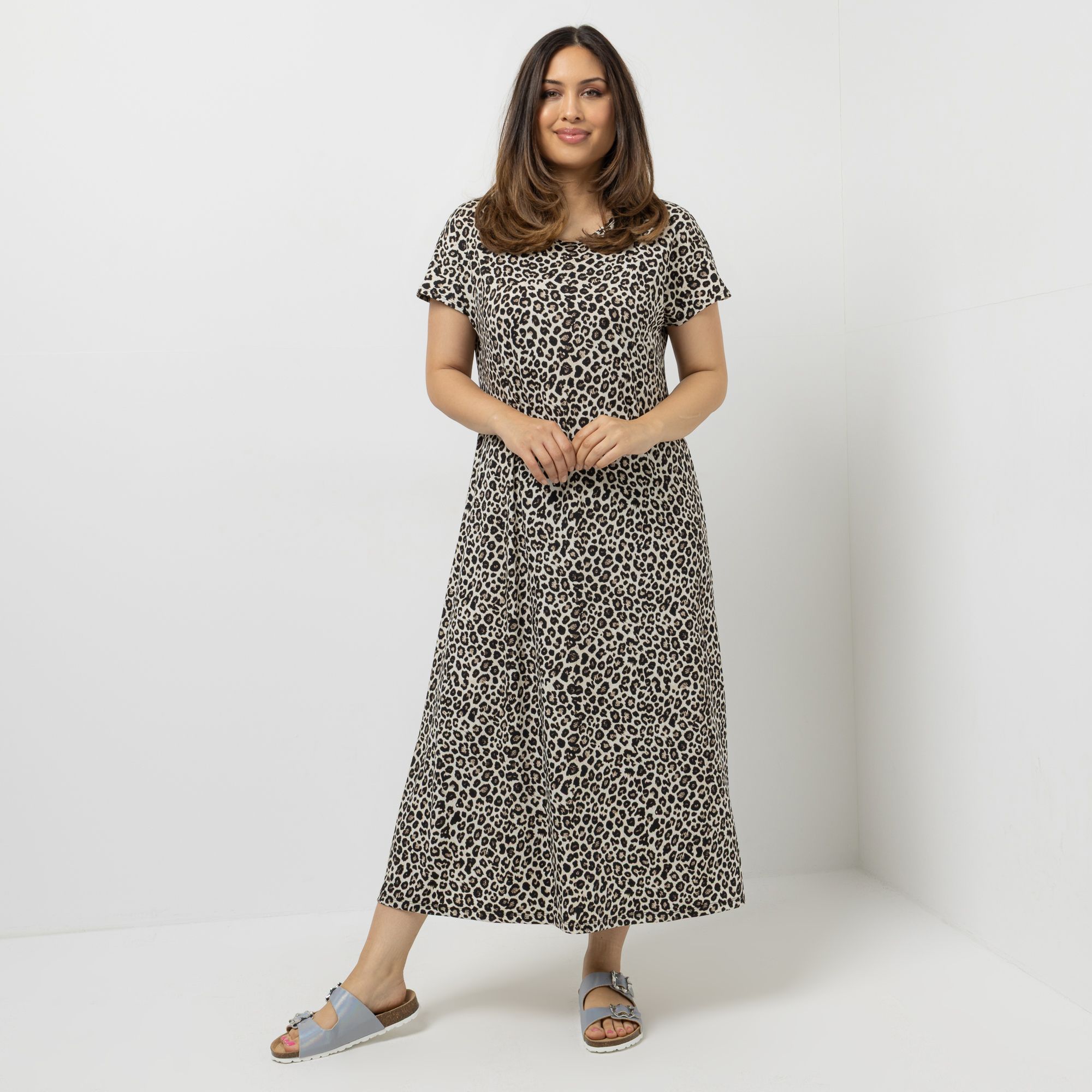 B-Ware KIM & CO. Maxikleid, 1/4-Arm Brazil Knit Jersey Rundhalsausschnitt