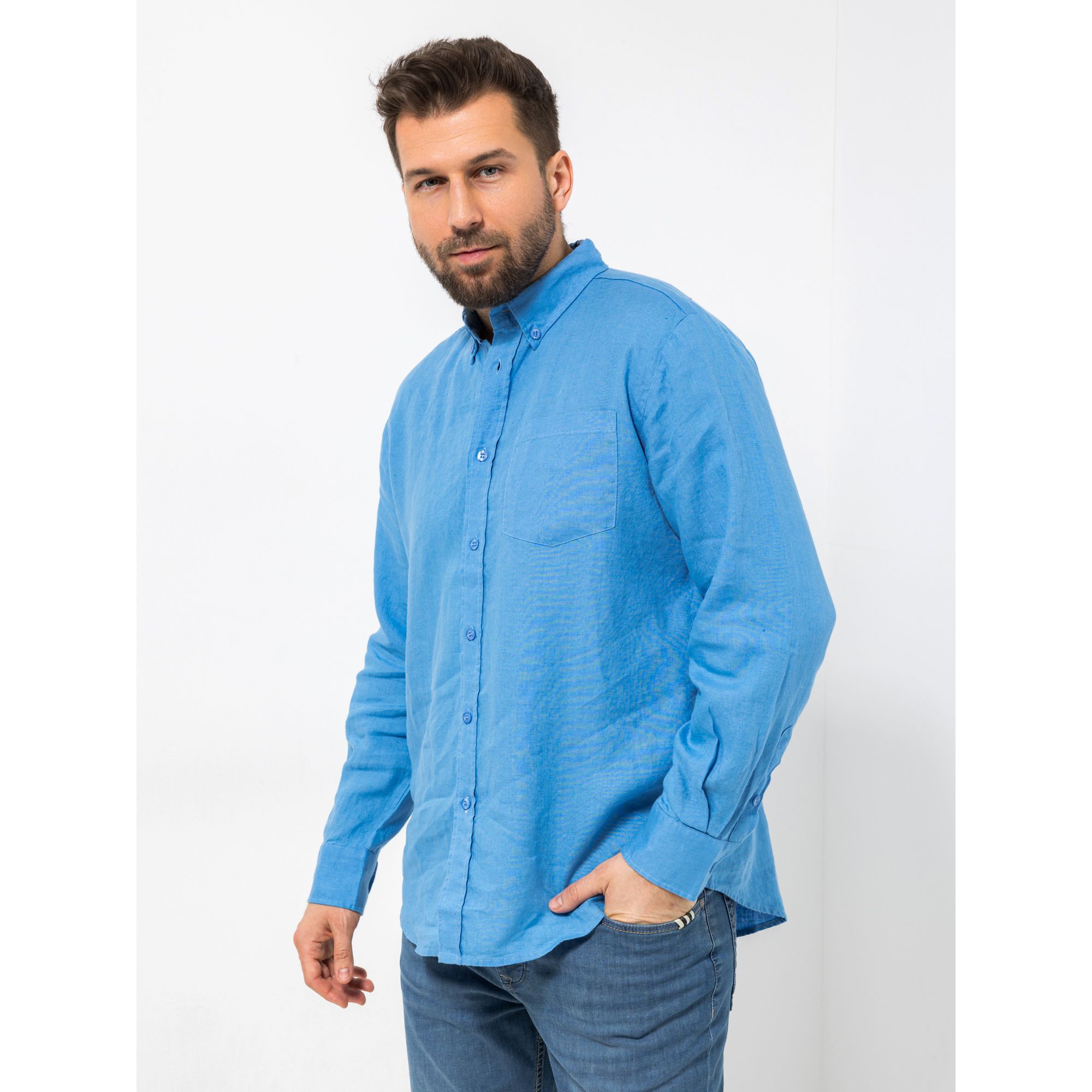 B-Ware STRANDFEIN Menswear Hemd Hemdkragen 100% Leinen