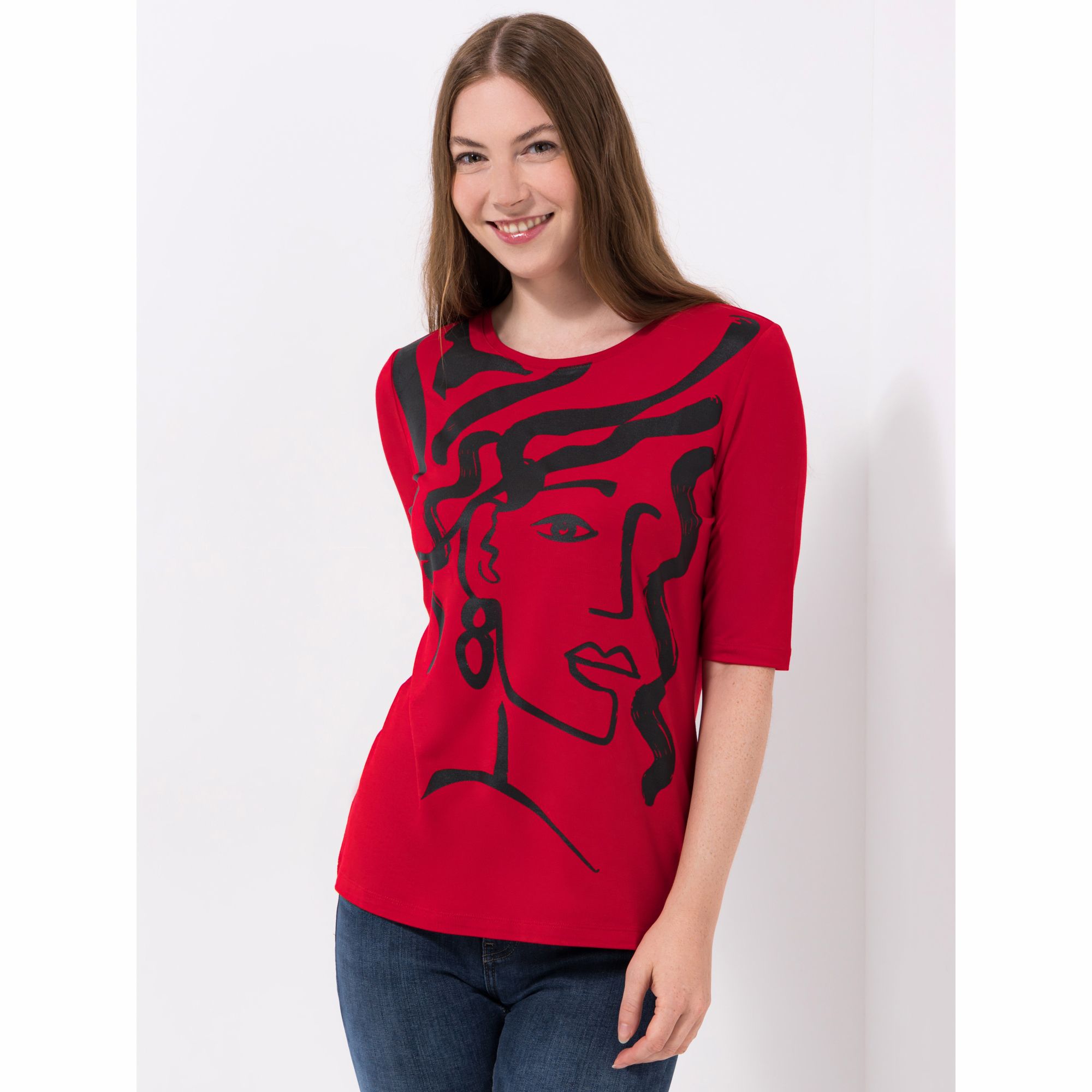 B-Ware VIA MILANO Shirt, langer 1/2-Arm Rundhalsausschnitt mit ECOVERO Viskose