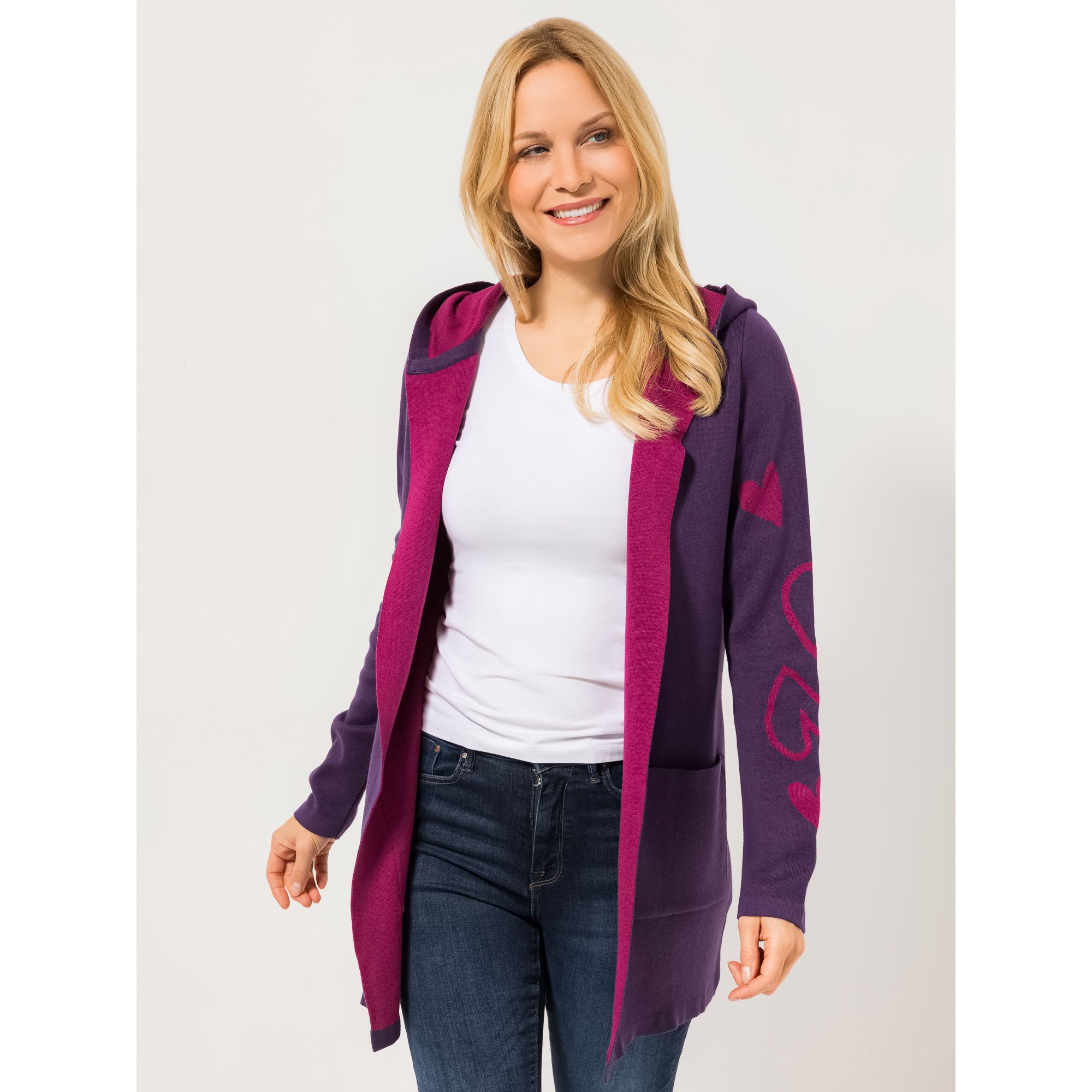 B-Ware DINE 'N' DANCE Longcardigan Kapuze offene Front