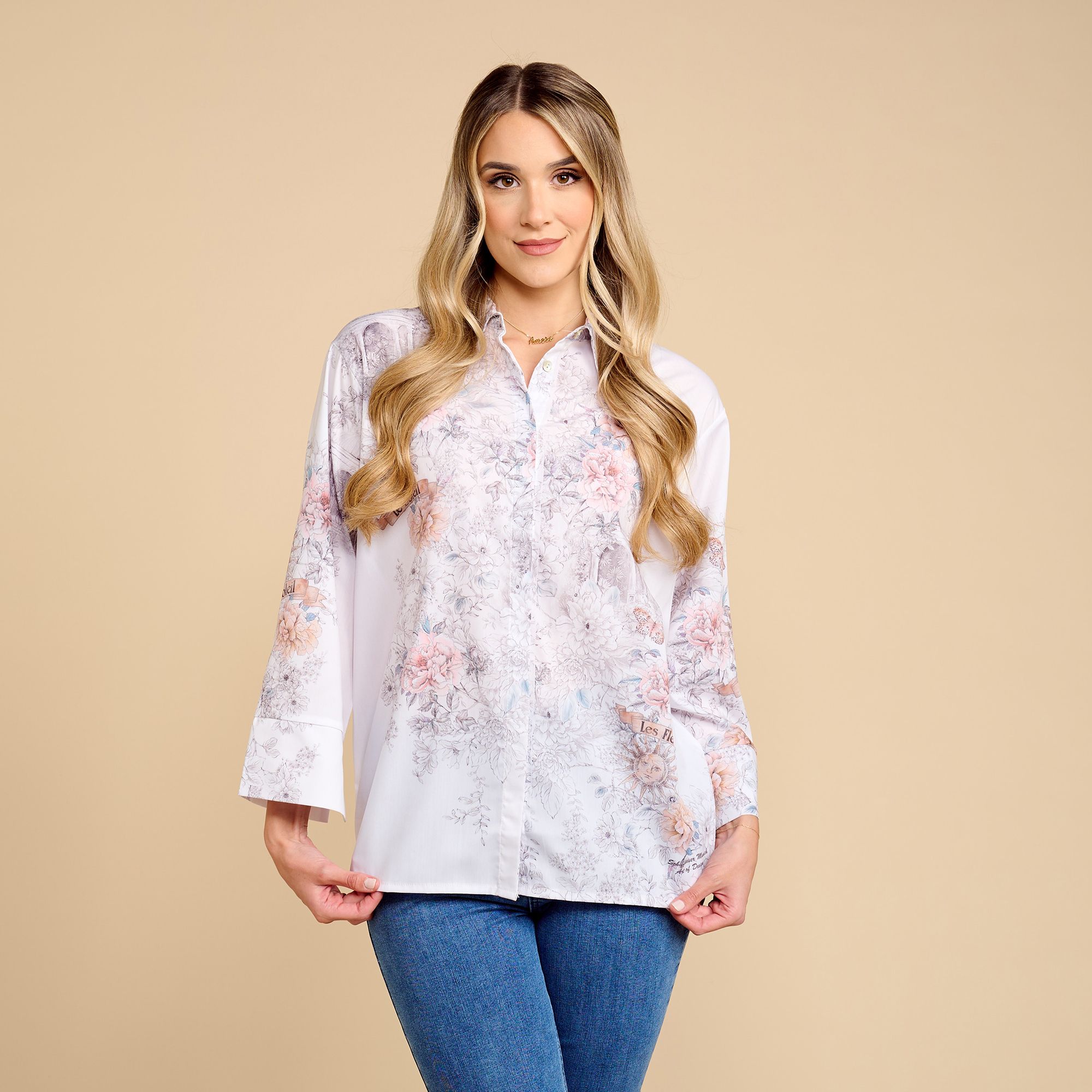 B-Ware SCHIFFHAUER MUNICH® Bluse, 3/4-Arm verdeckte Knopfleiste weiter Arm