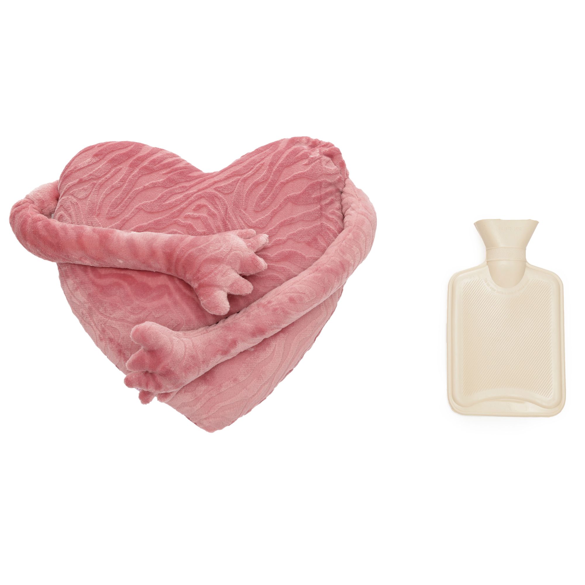 B-Ware MONT CHALET Wärmflasche Struktur-Fellimitat Herz-Kissen