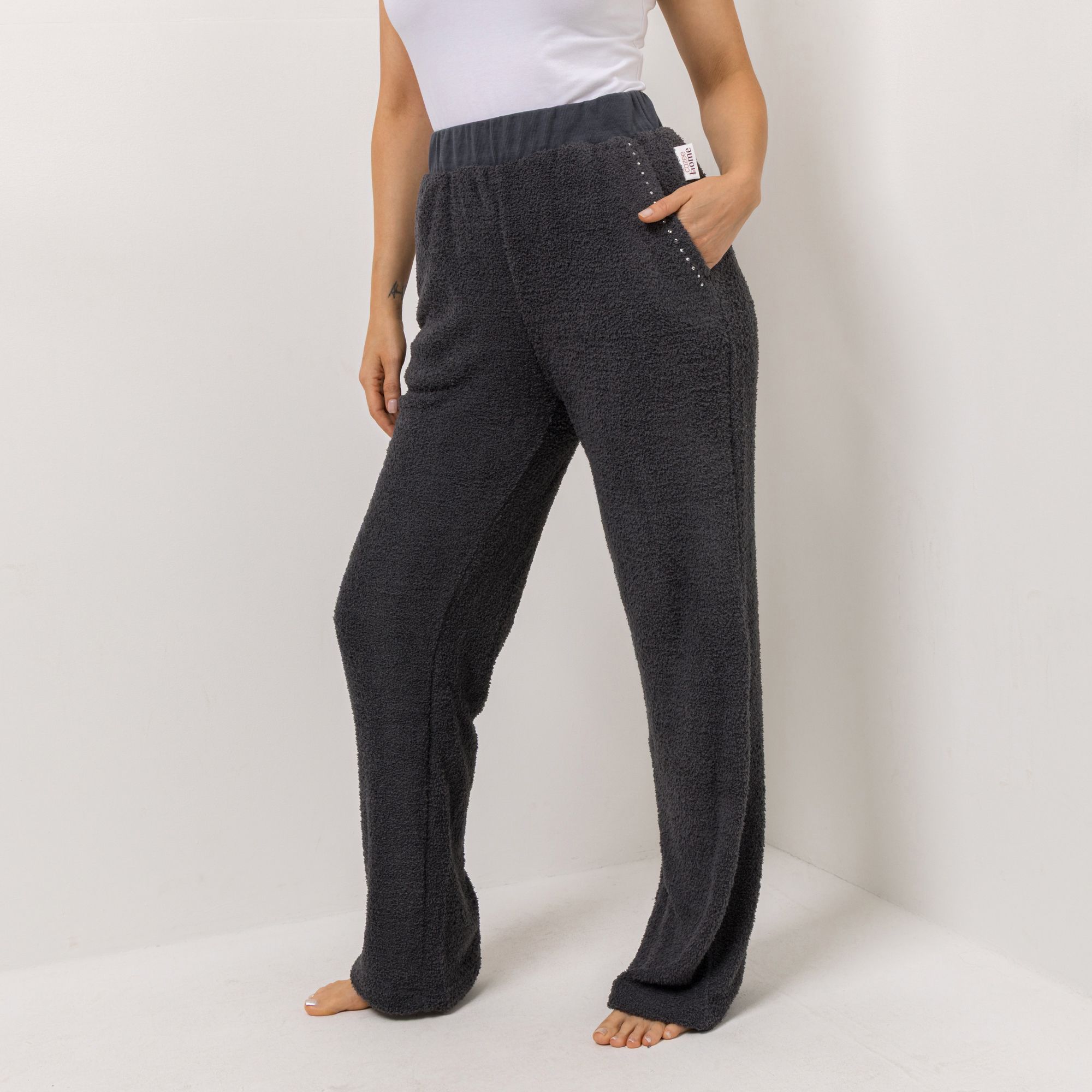 B-Ware COZEE HOME Homewear Damen-Hose Strasssteine MF Fluffy Bouclé