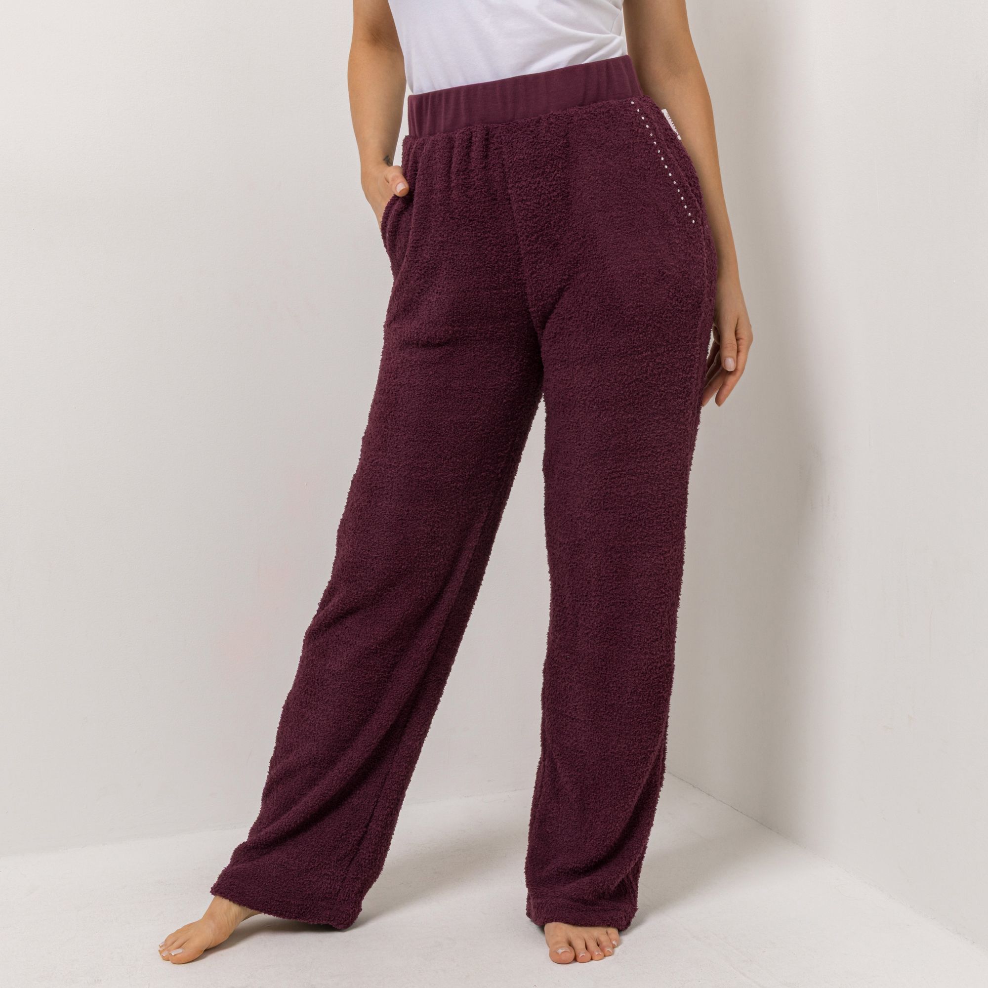 B-Ware COZEE HOME Homewear Damen-Hose Strasssteine MF Fluffy Bouclé