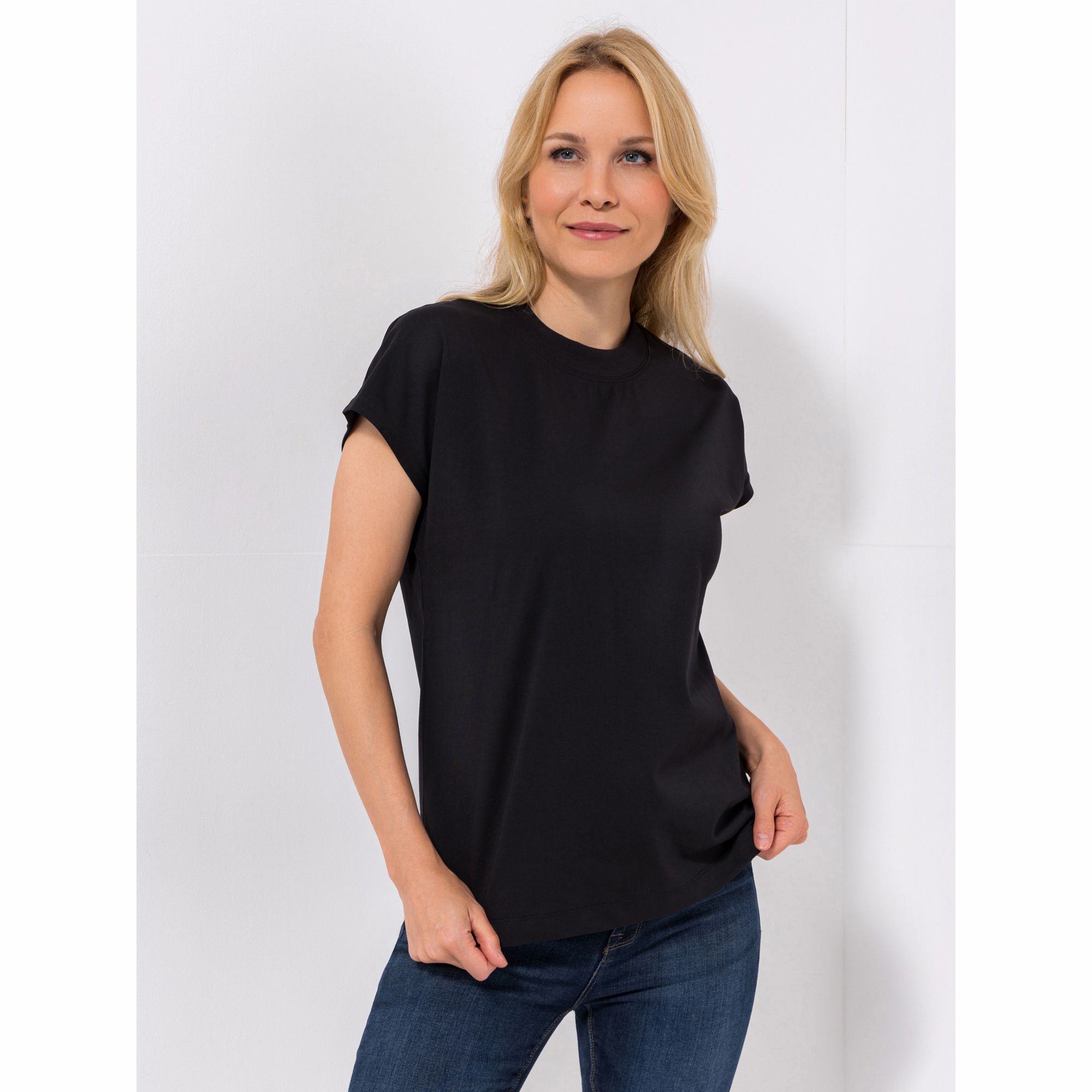 B-Ware ANNI FOR FRIENDS Shirt, 1/2-Arm Flügelärmel Stehkragen