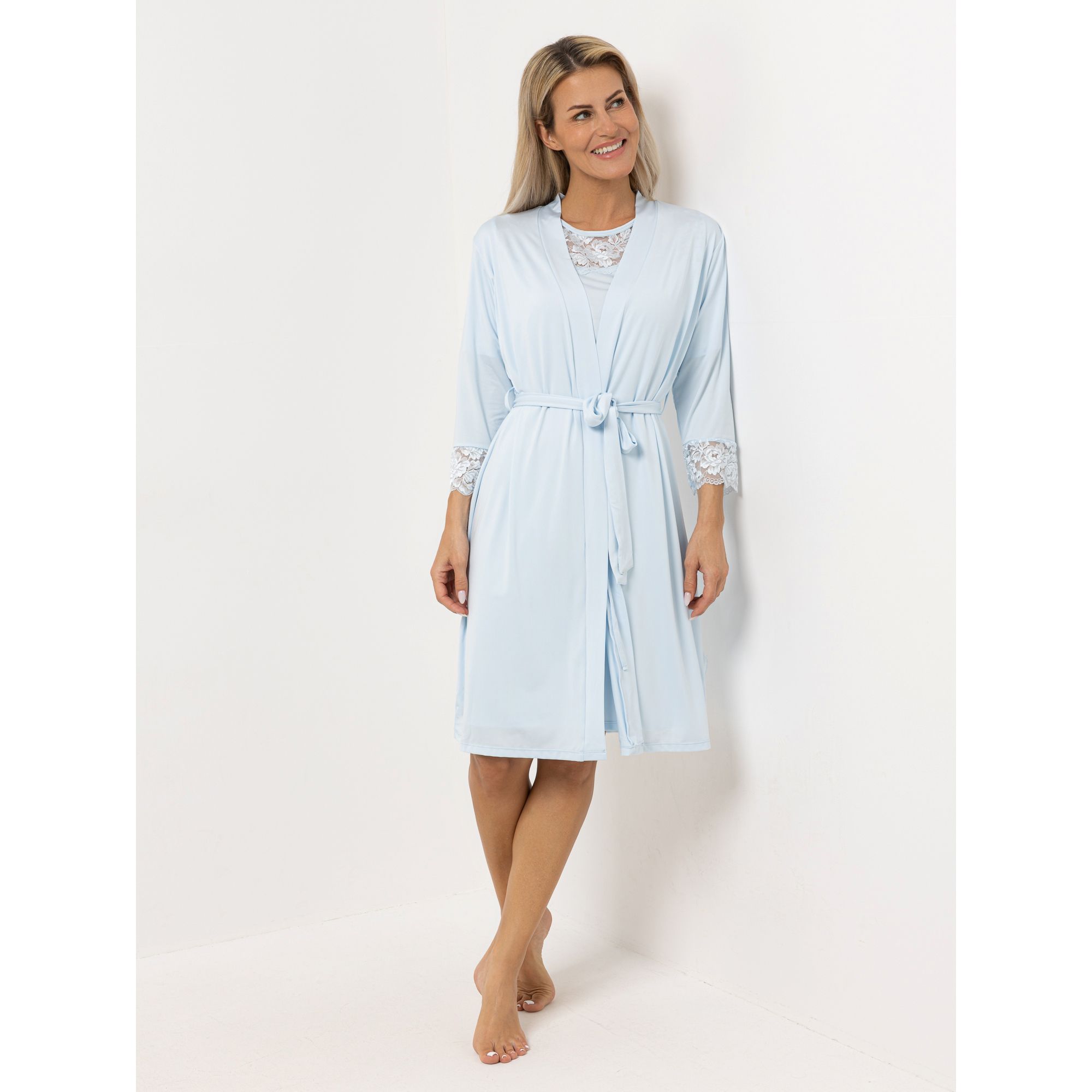 B-Ware LITTLE ROSE Morgenmantel Mikrofaser Bindeband