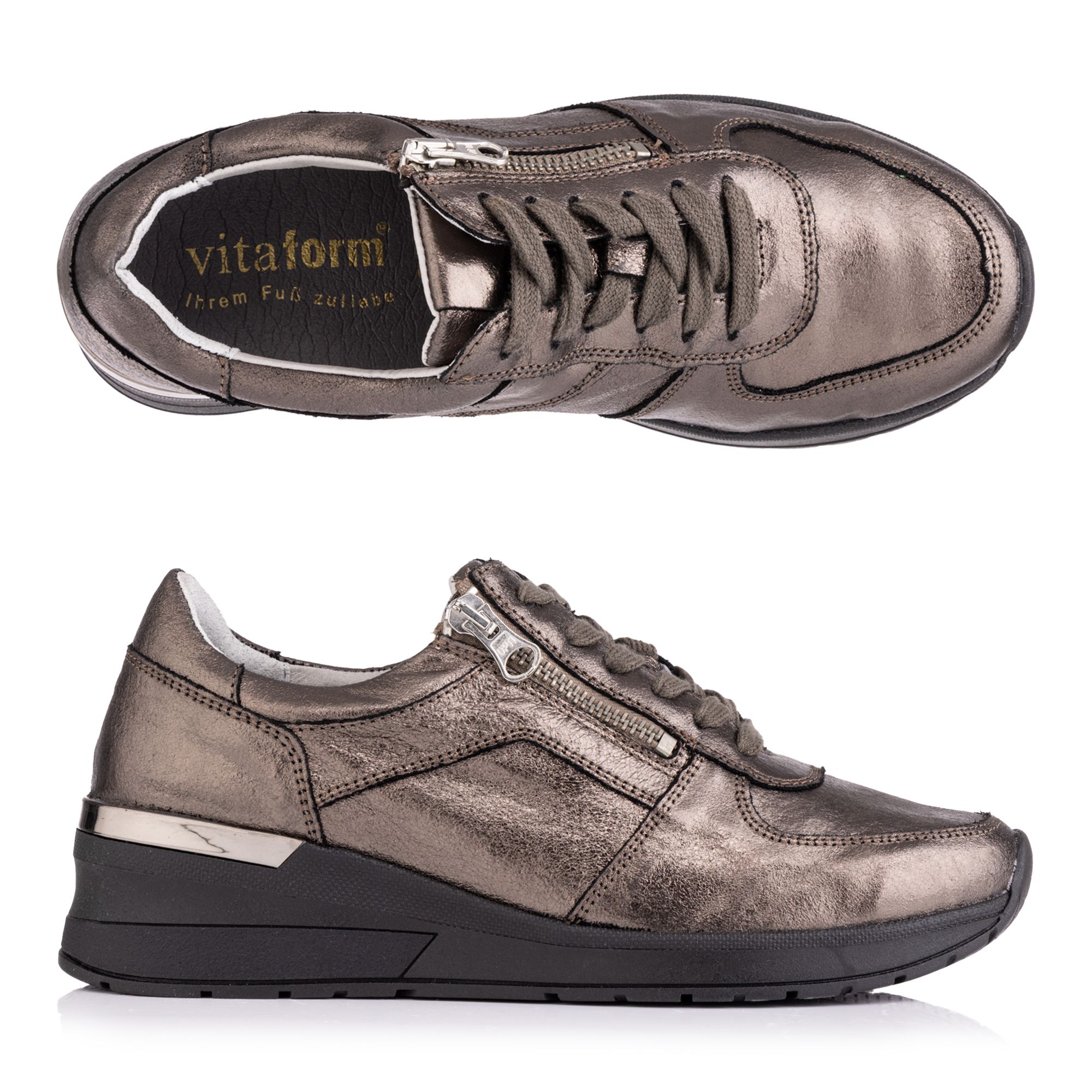 B-Ware VITAFORM Damen- Sneaker Leder metallic Reißverschluss