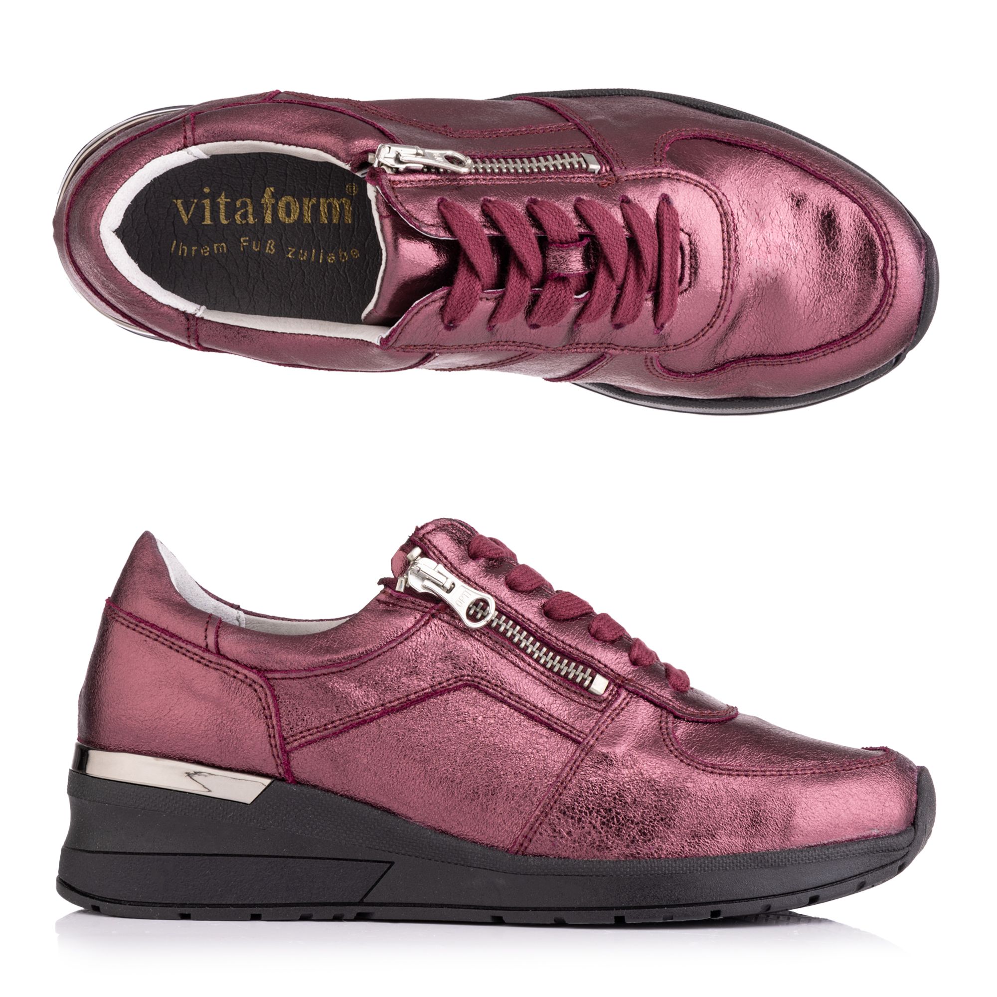 B-Ware VITAFORM Damen- Sneaker Leder metallic Reißverschluss