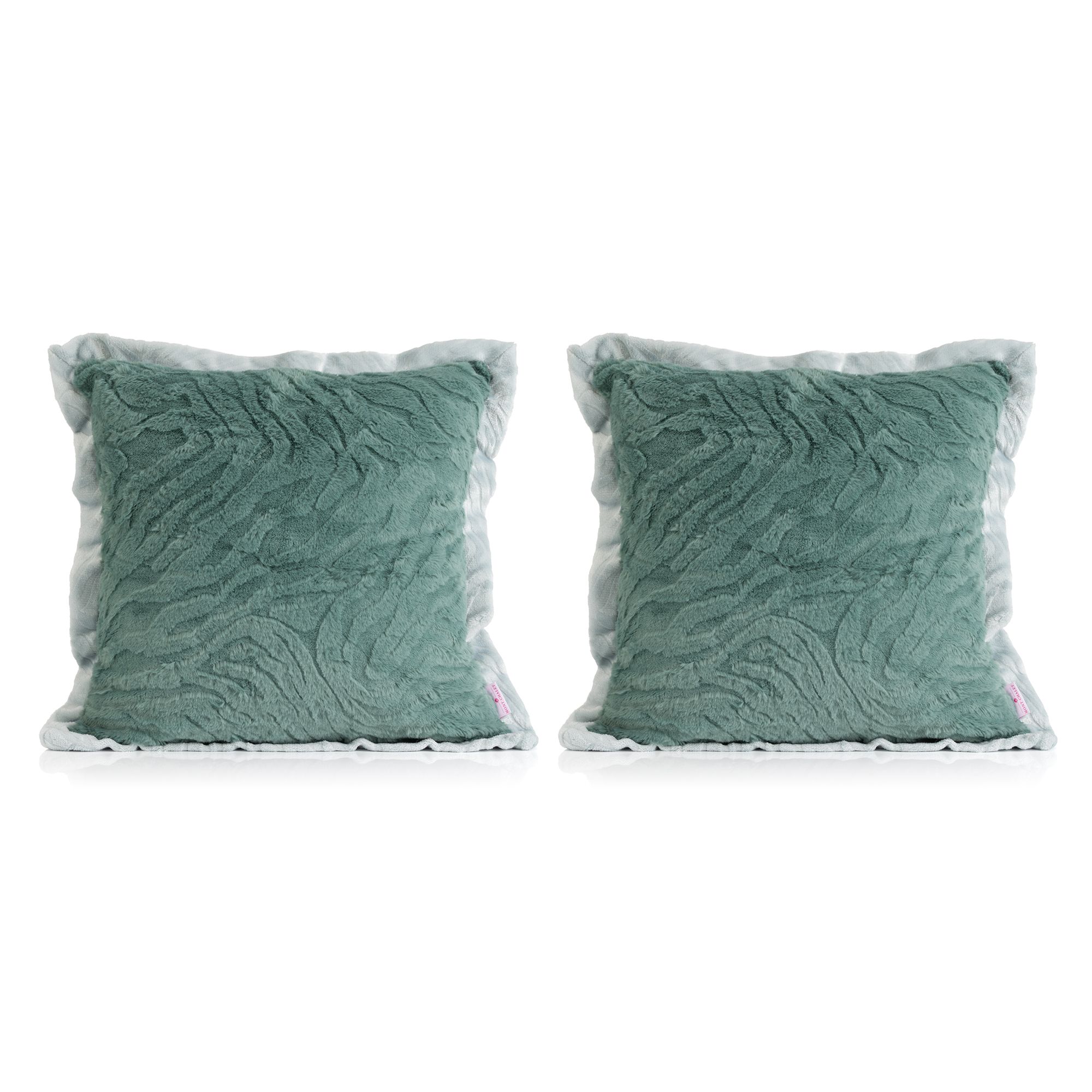 B-Ware MONT CHALET 2 Kissenhüllen Chinchilla-Stehsaum Jacquard-Fellimitat