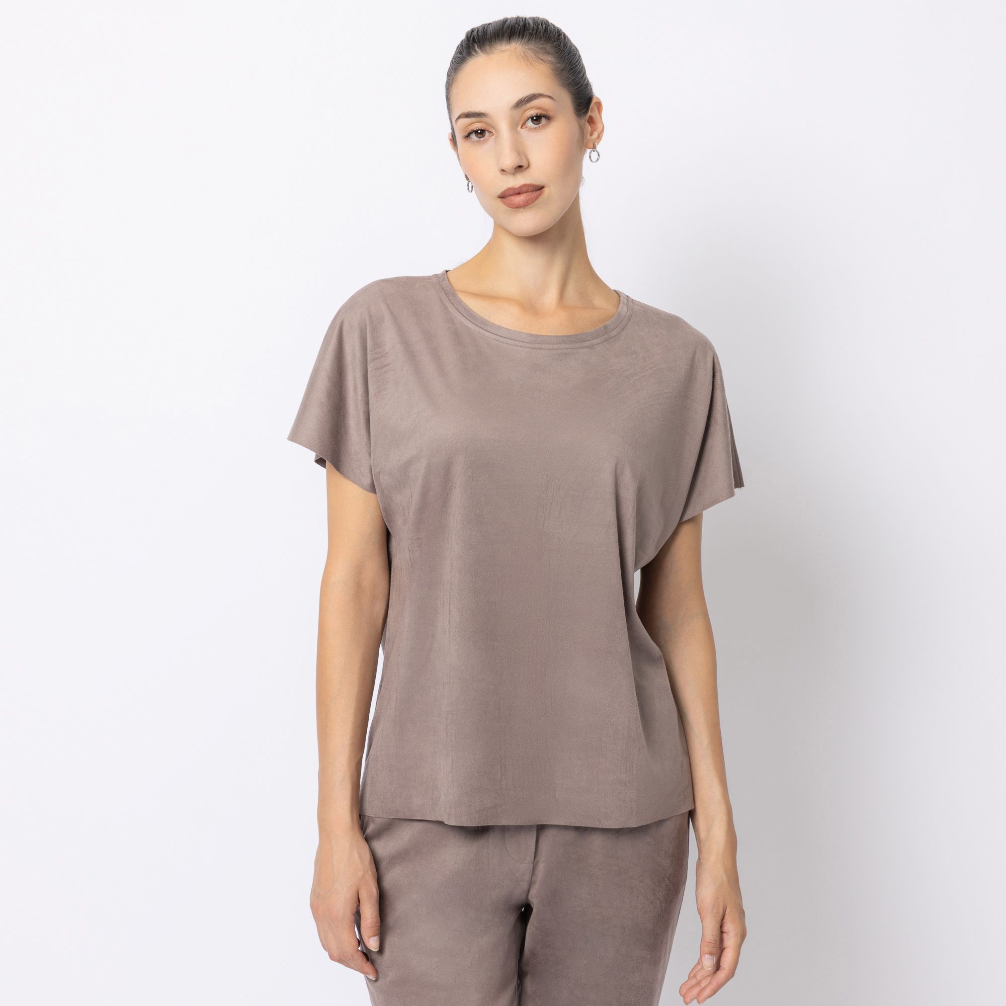 B-Ware STEFFEN SCHRAUT Shirt, 1/2 Arm Velourslederoptik offene Kanten am Saum