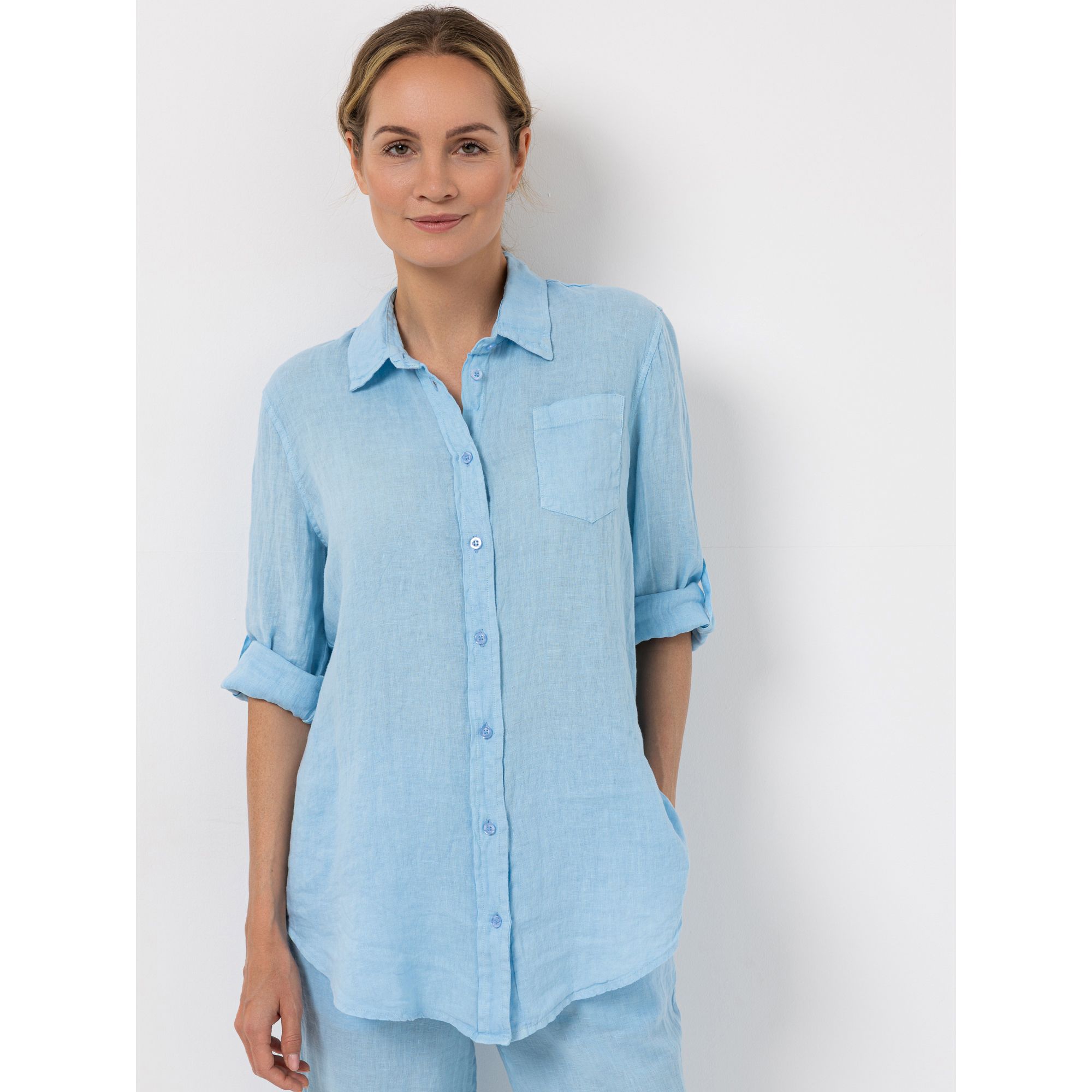 B-Ware STRANDFEIN Bluse Hemdblusenkragen 100% Leinen