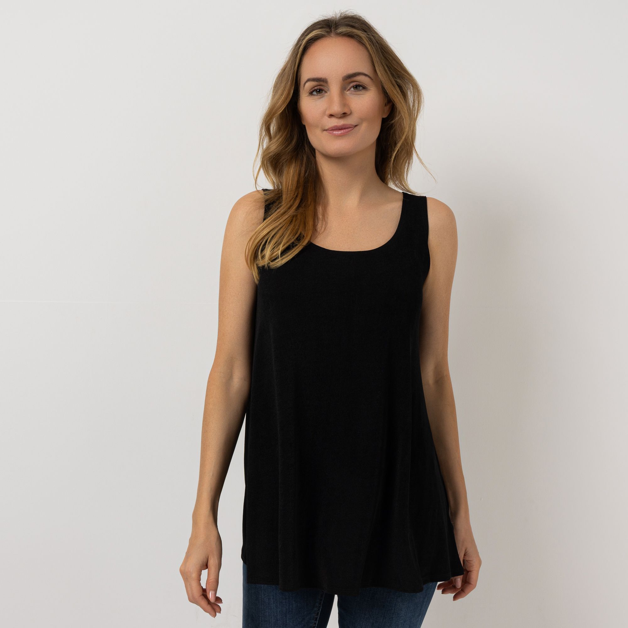 B-Ware KIM & CO. Top, Rundhals Slinky Jersey ausgestellter Saum