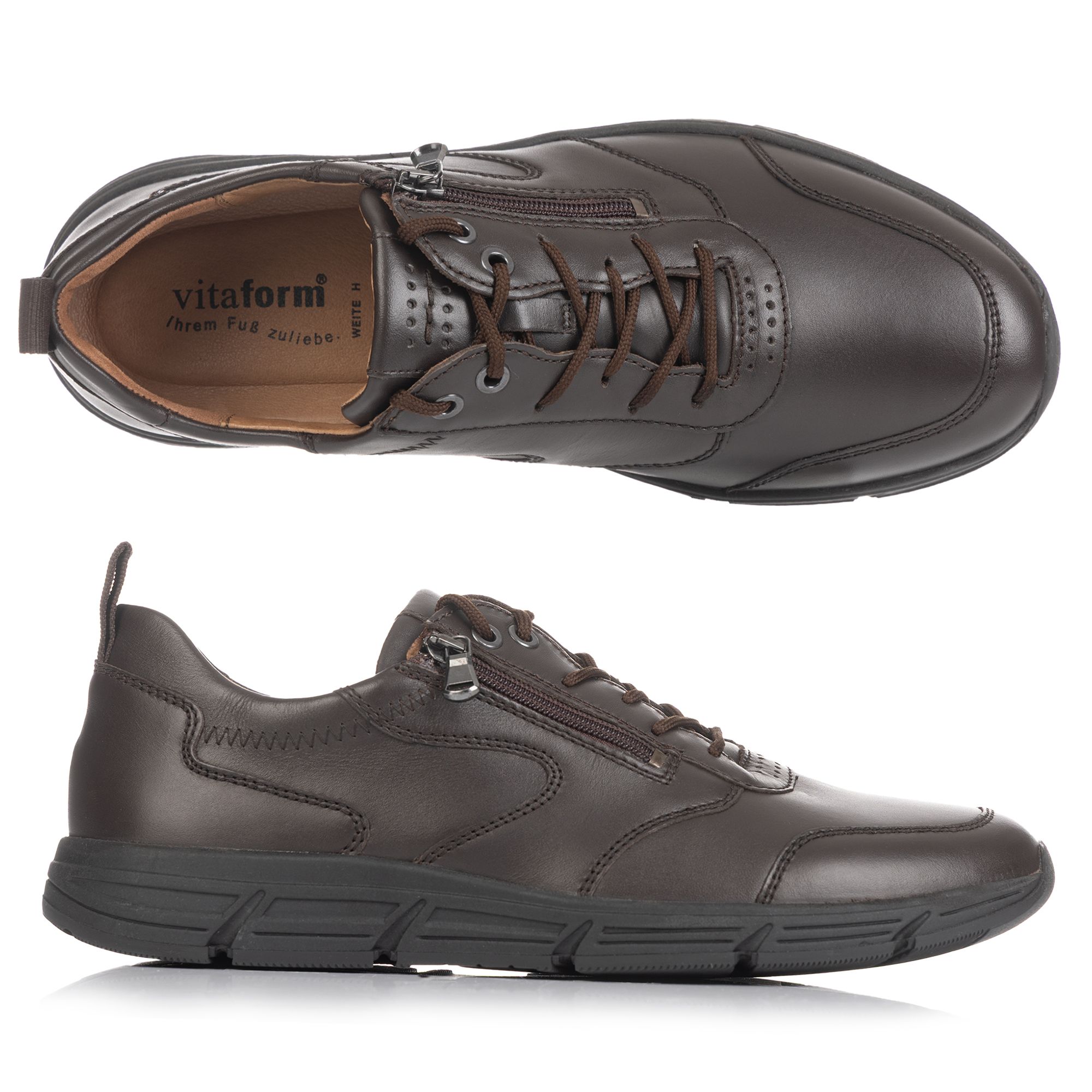 B-Ware VITAFORM Herren-Sneaker Glattleder Reißverschluss