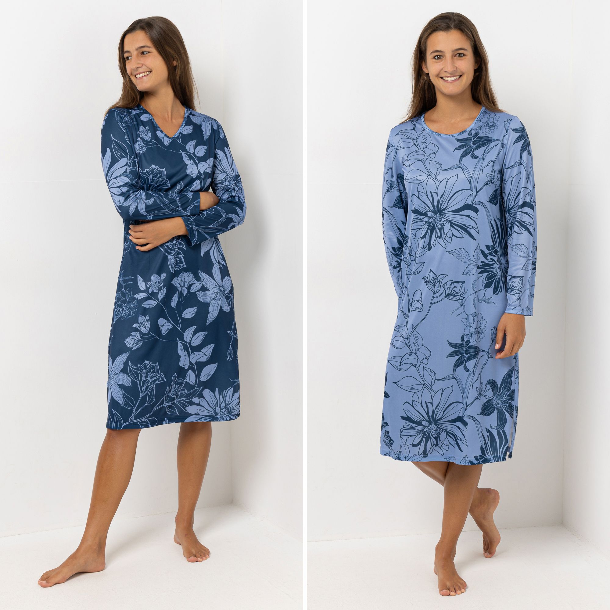 B-Ware LITTLE ROSE 2 Nachthemden 1/1-Arm Mikrofaser